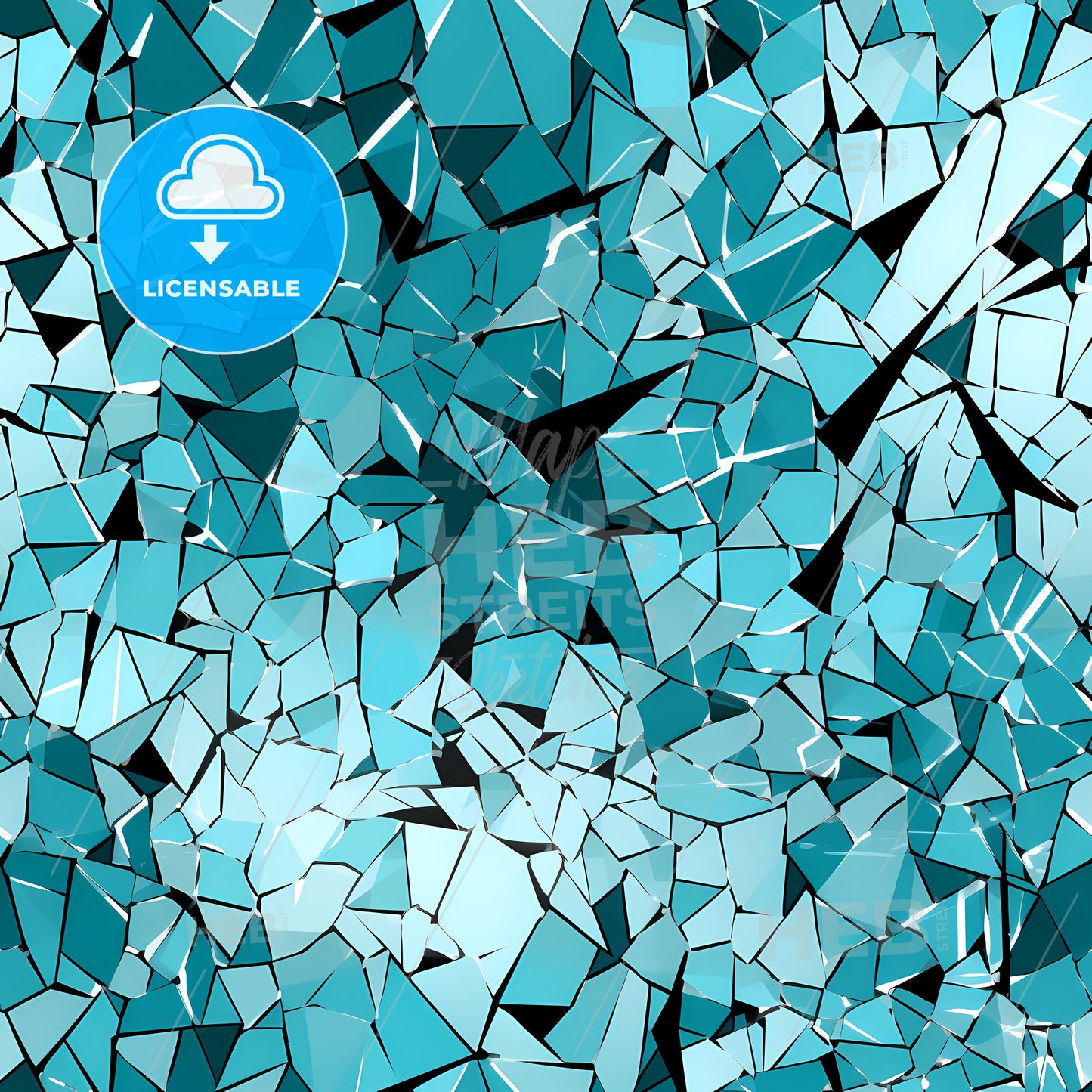 A Blue And Black Broken Glass