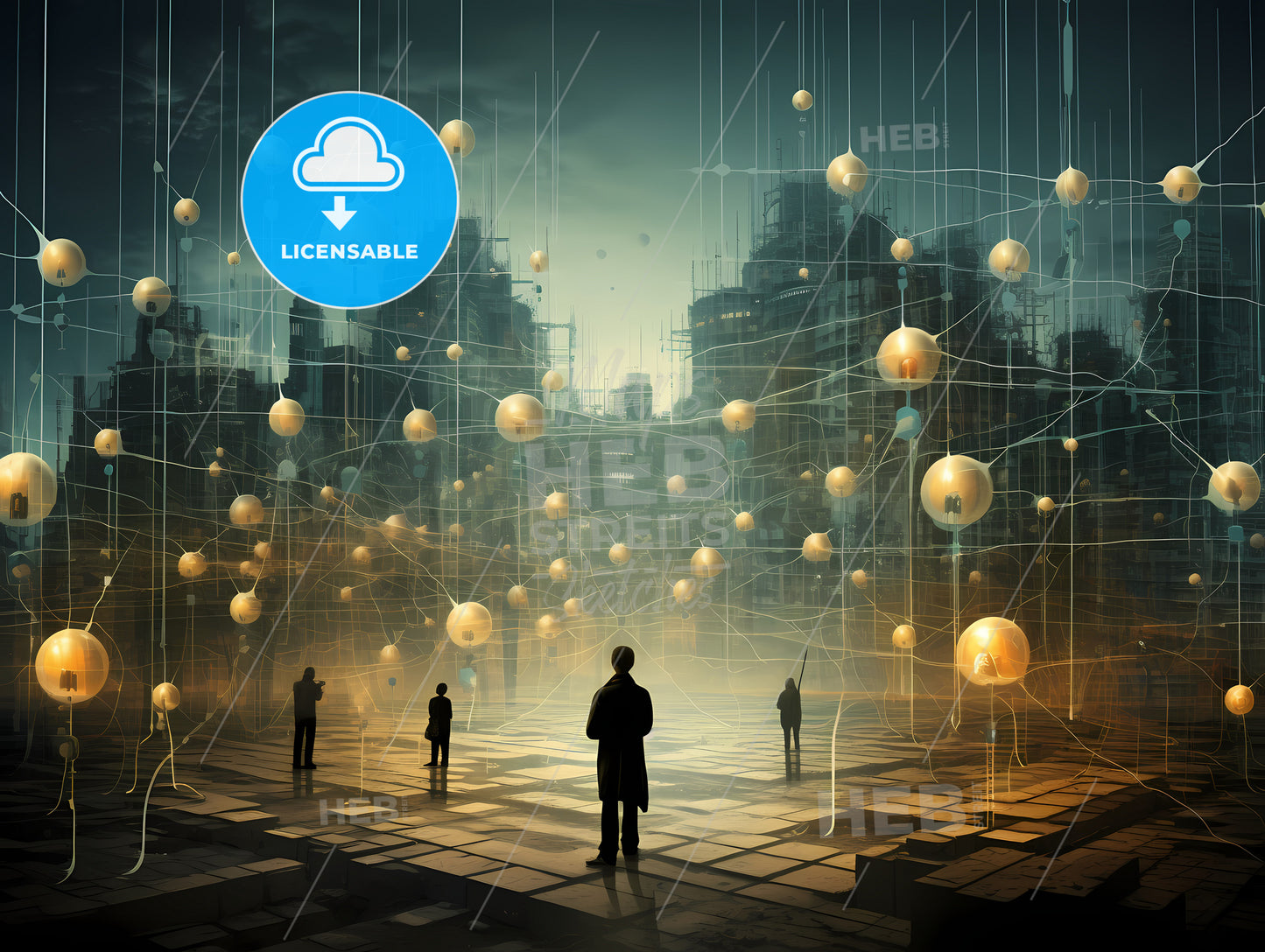 A Group Of People Standing In A City