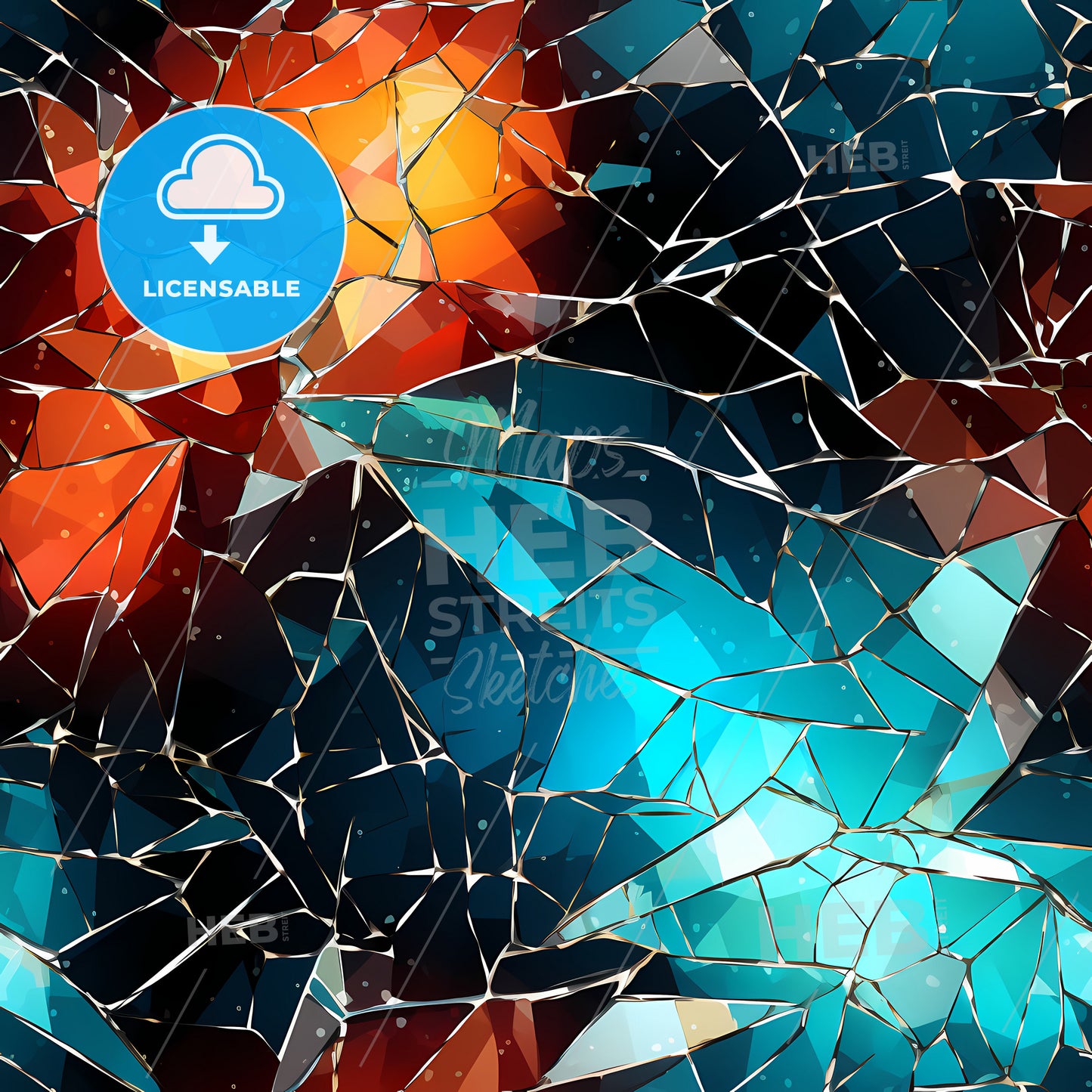 A Colorful Broken Glass With Gold Lines