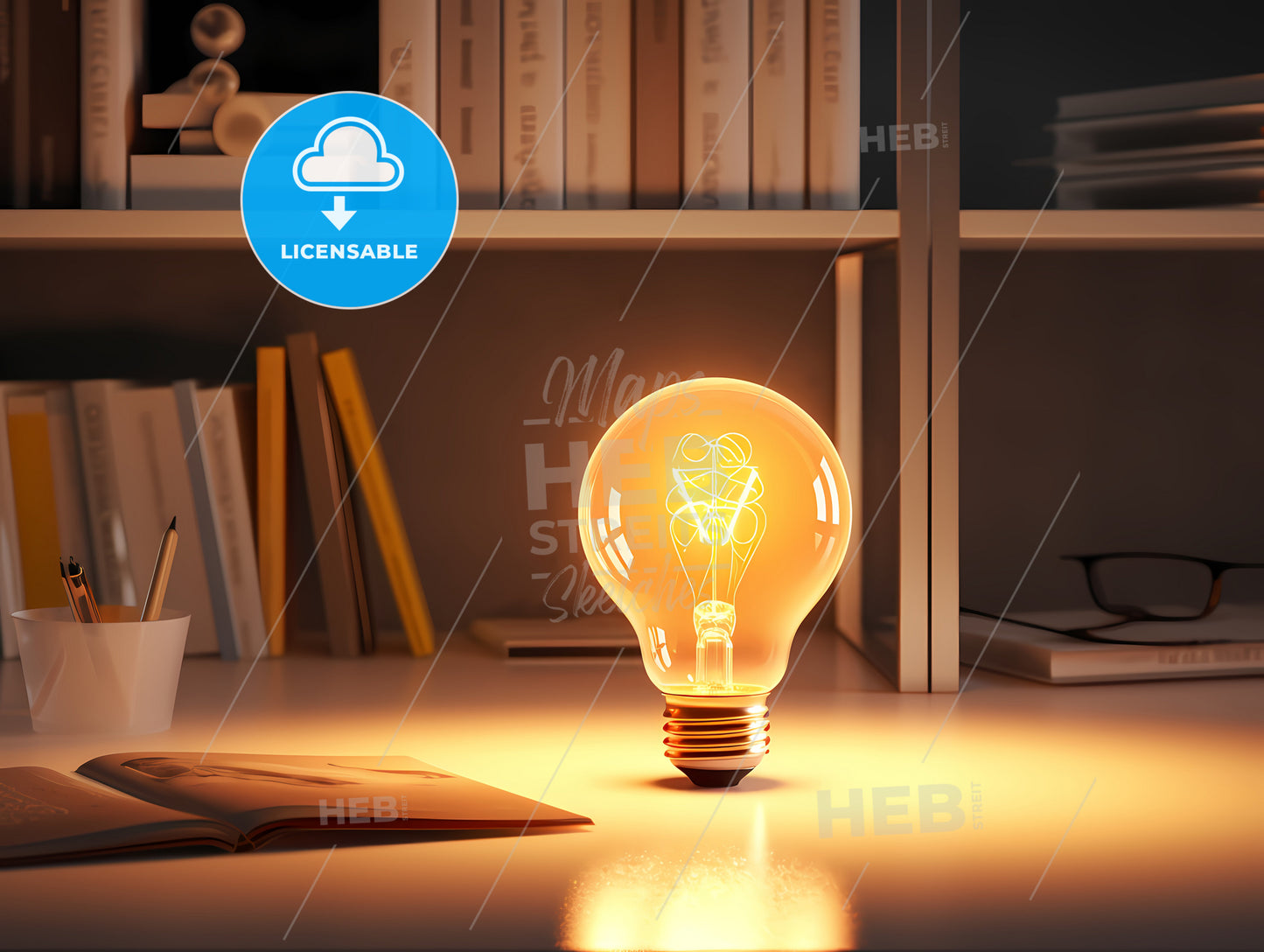 A Light Bulb On A Desk