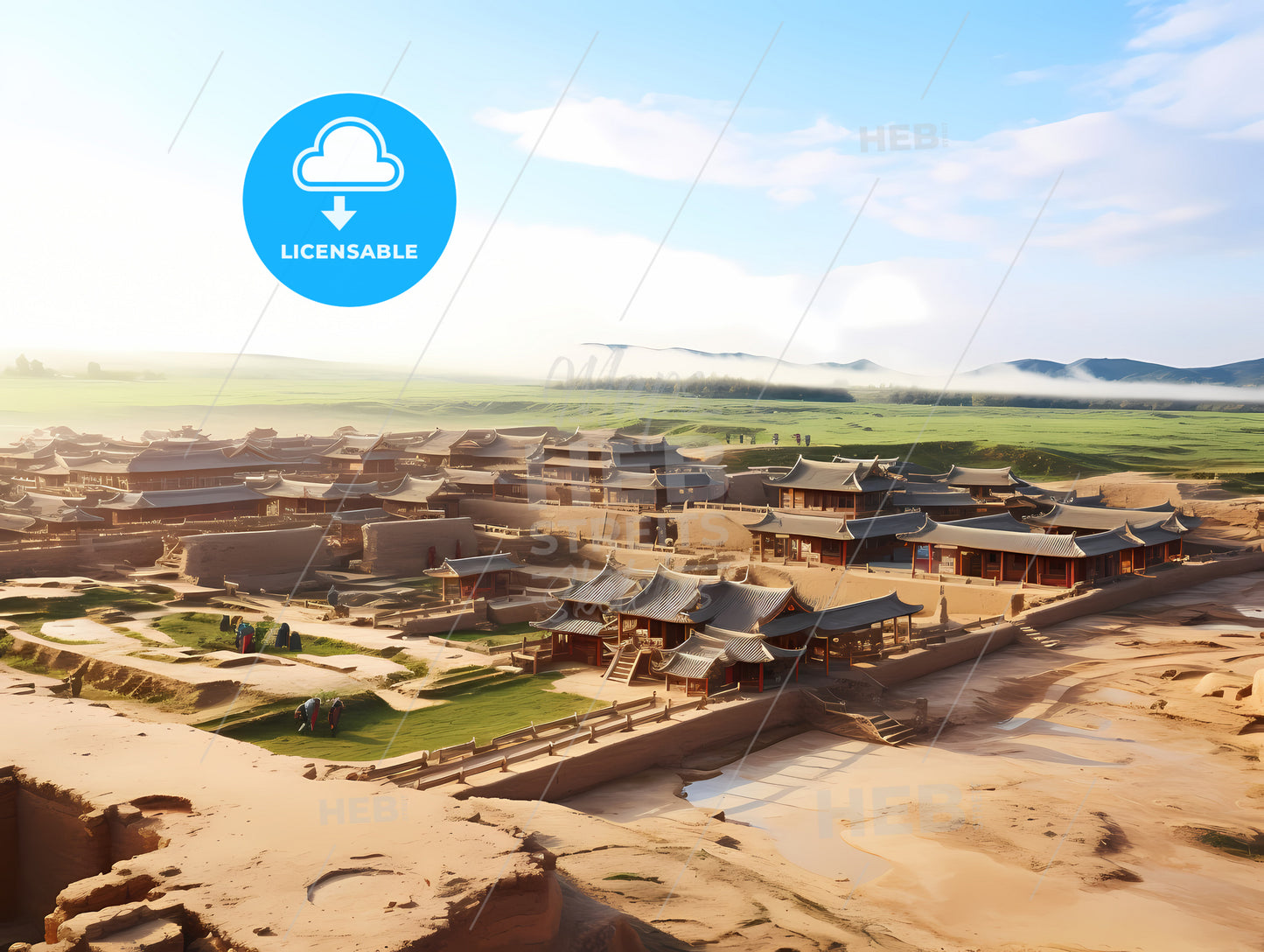 A Group Of Buildings In A Desert