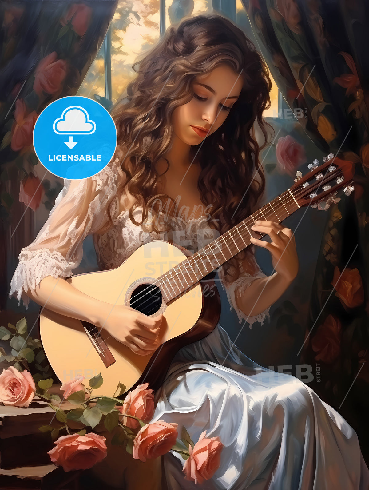 A Woman Playing A Guitar