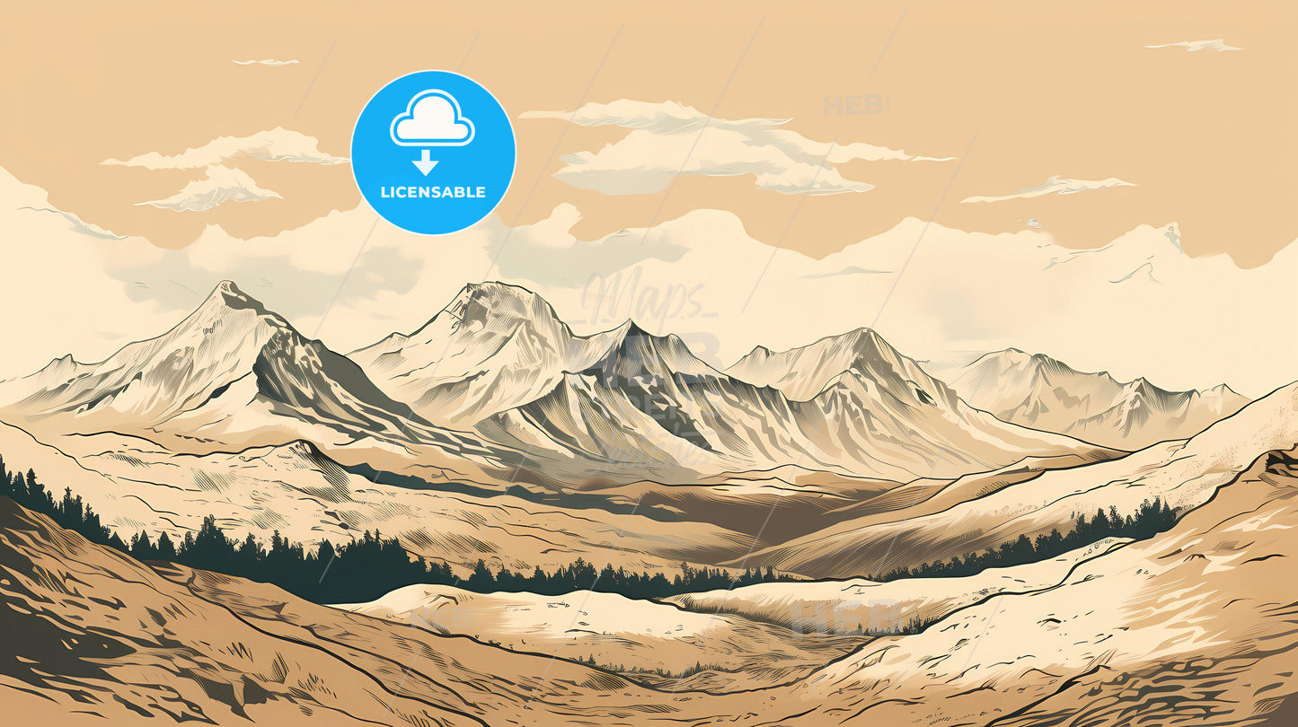 A Landscape Of Mountains And Trees