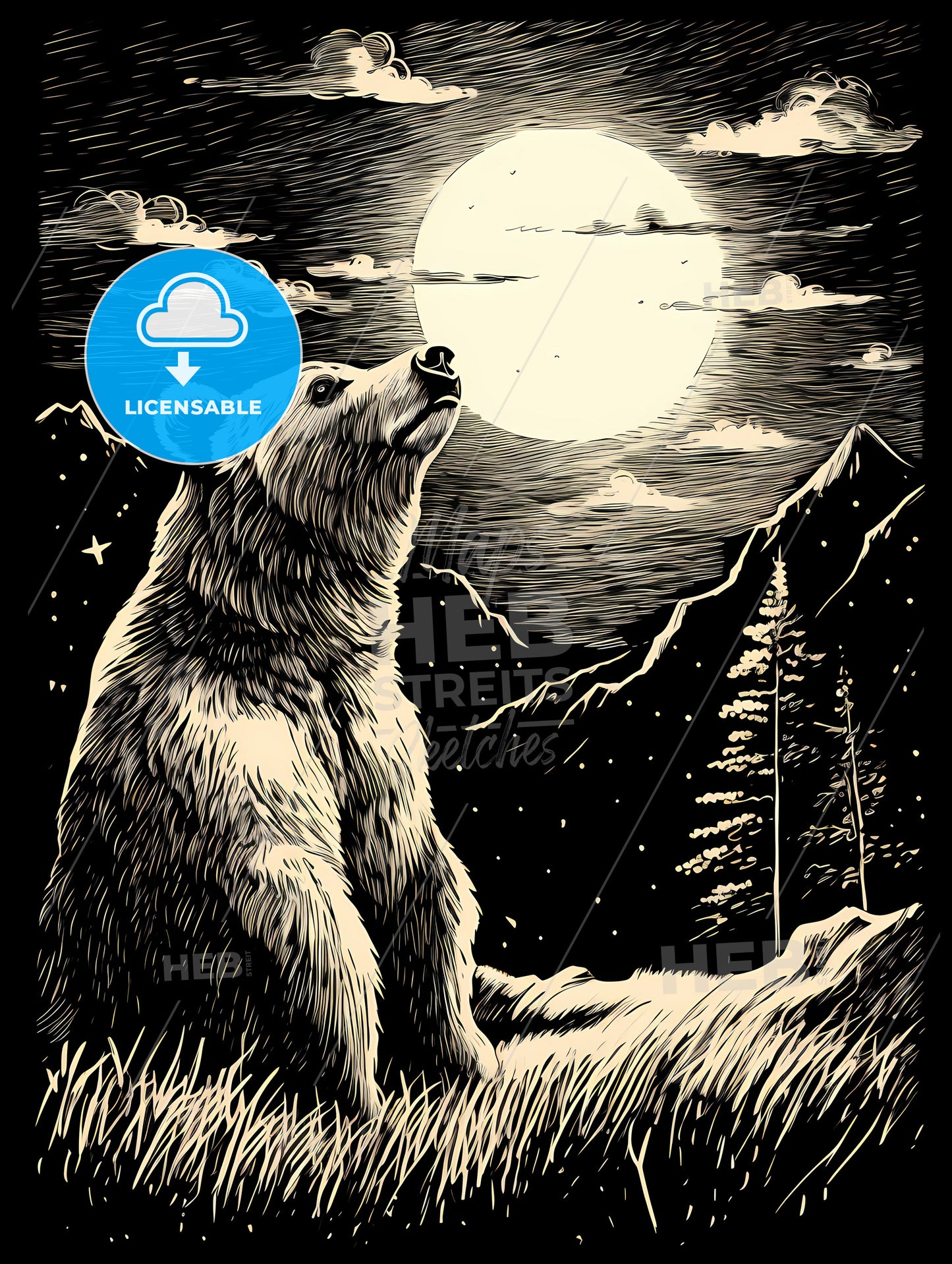 A Bear Looking At The Moon