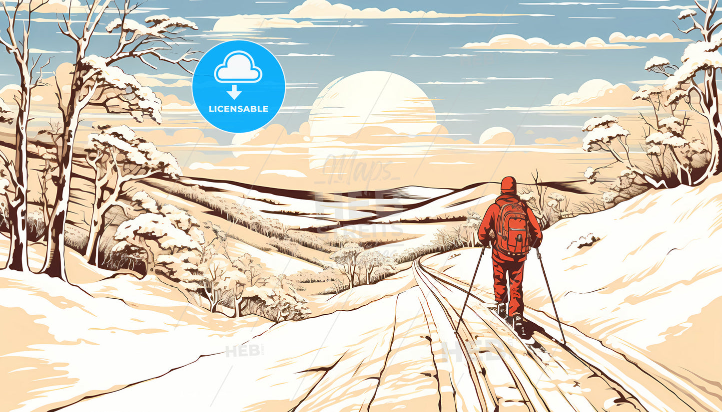 A Person Skiing On A Snowy Mountain