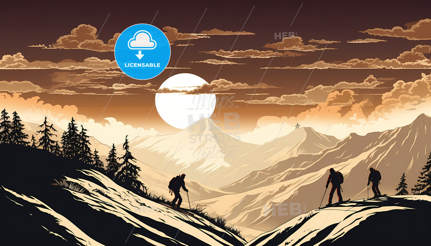 A Group Of People Hiking Up A Mountain