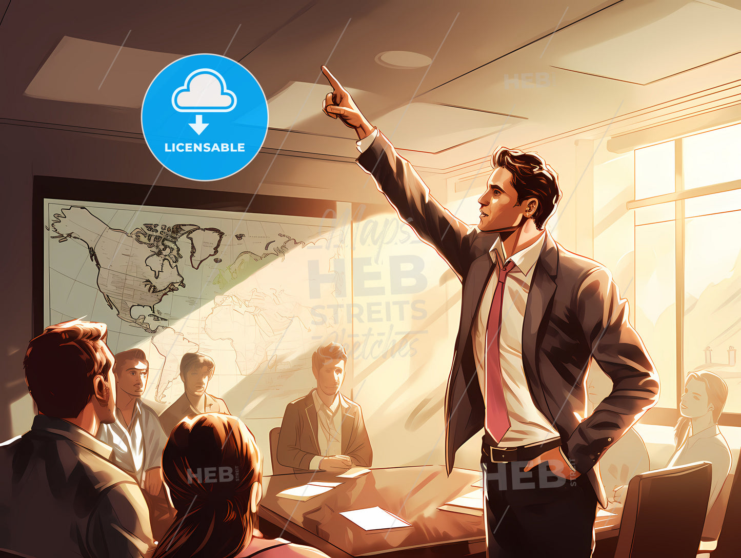 A Man Pointing At A Group Of People In A Classroom