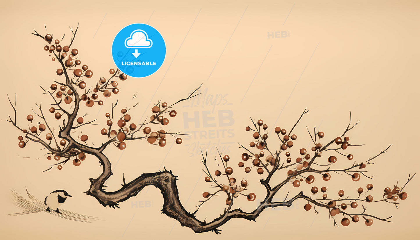 A Tree Branch With Berries On It