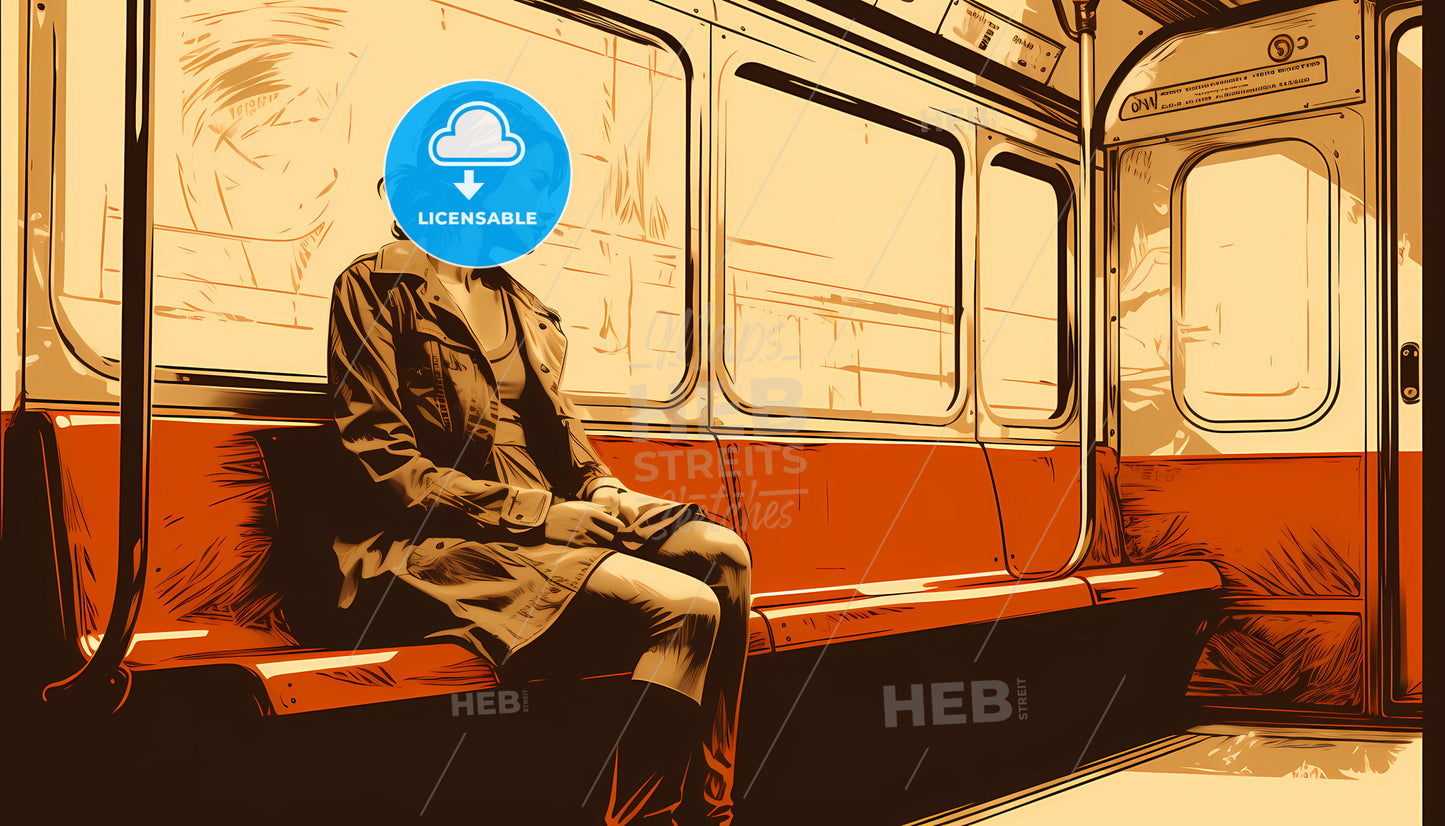 A Woman Sitting On A Train