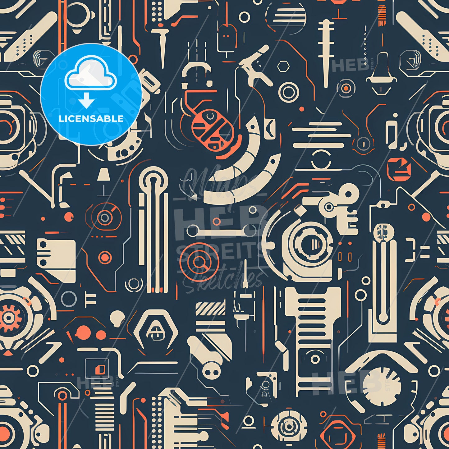 A Pattern Of Various Shapes And Lines