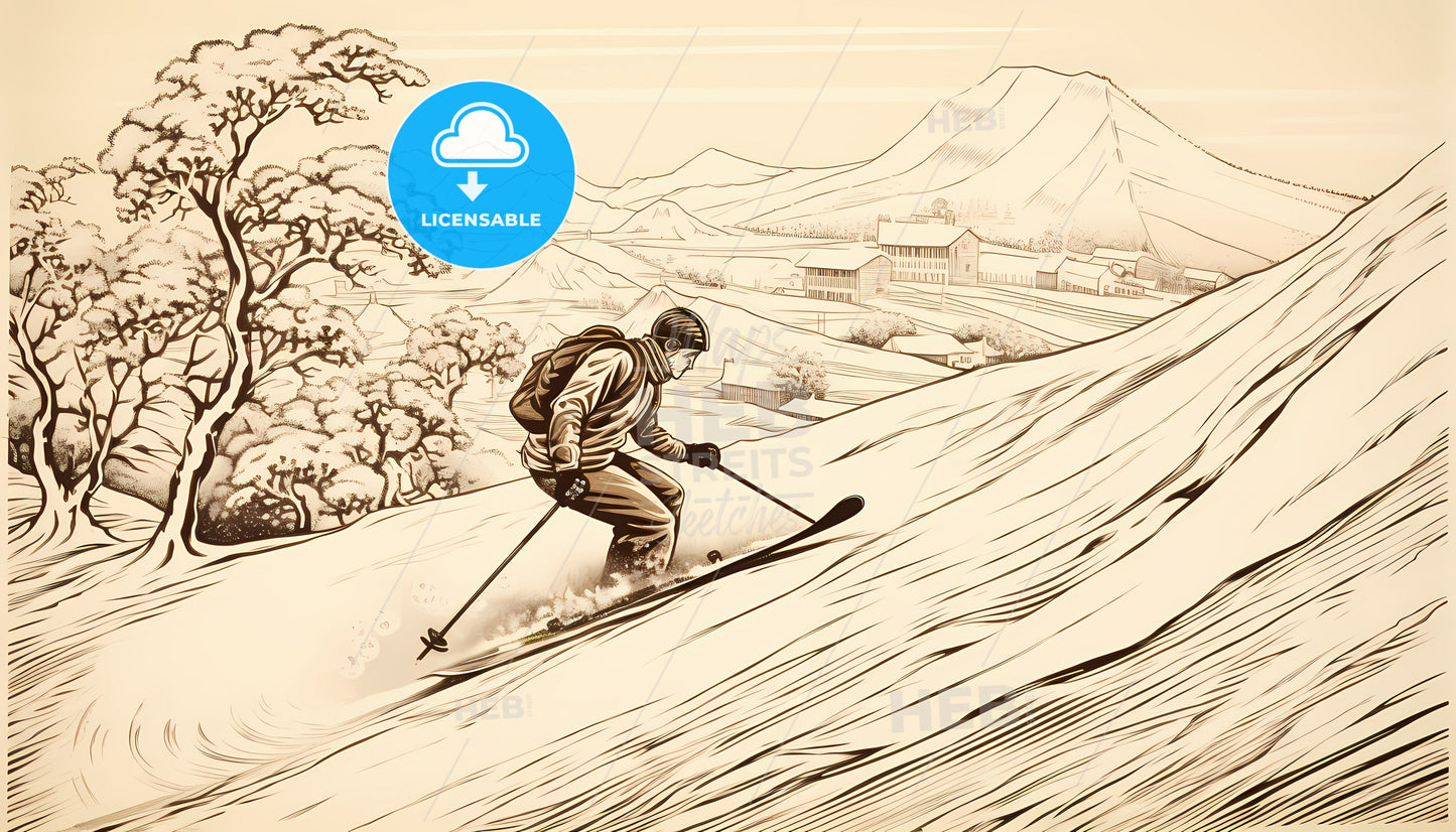 A Man Skiing Down A Mountain