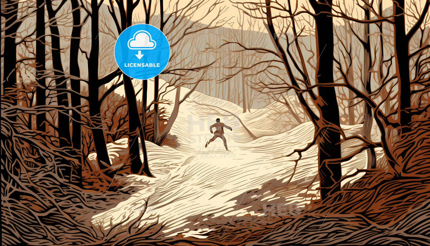 A Man Running In The Snow