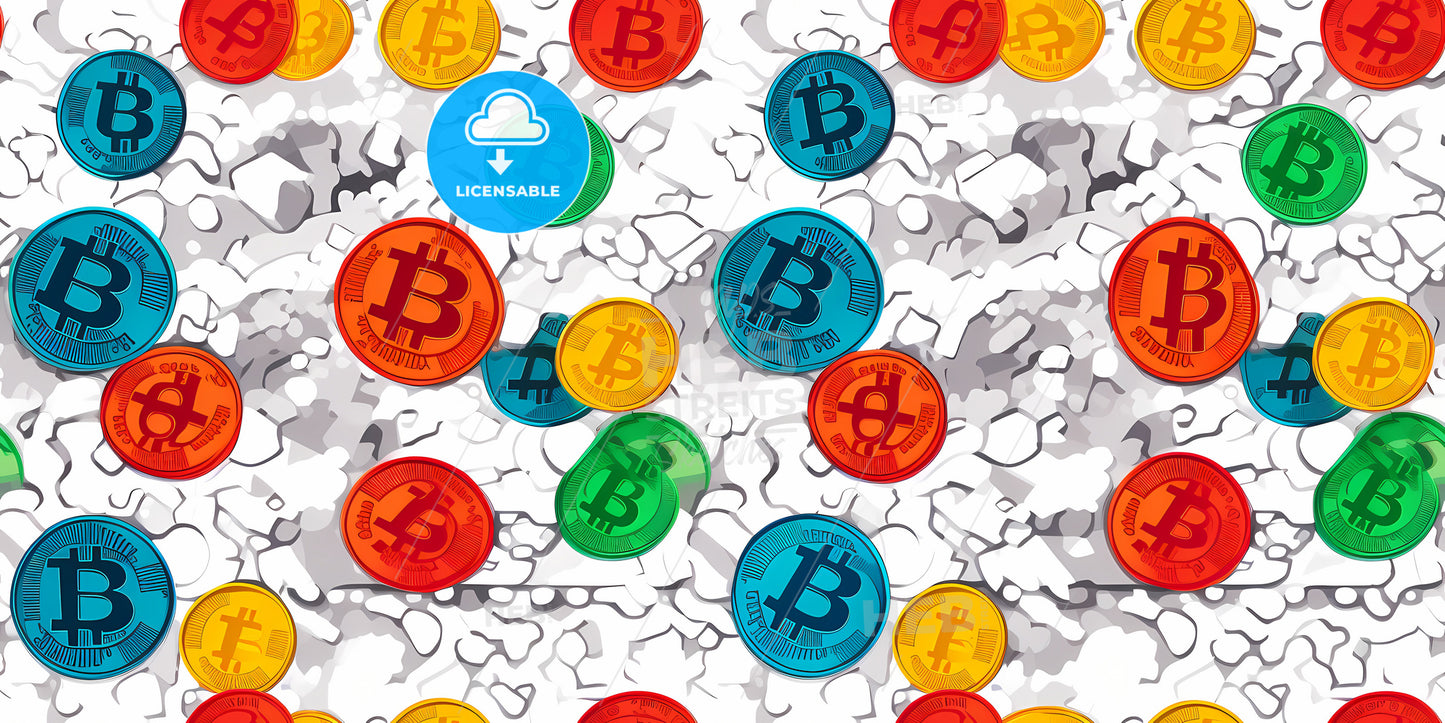 A Group Of Colorful Coins