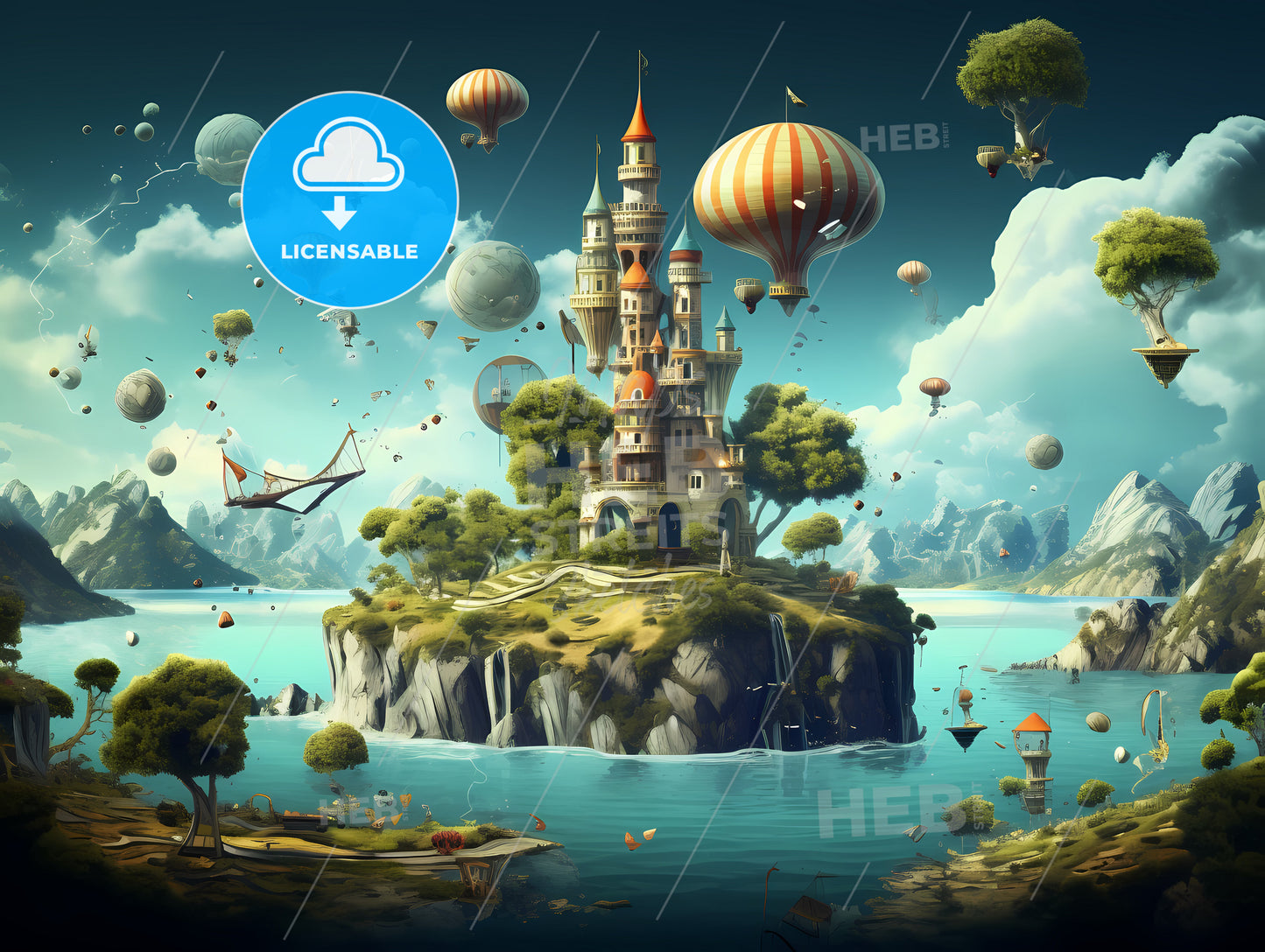 A Castle On An Island Surrounded By Water