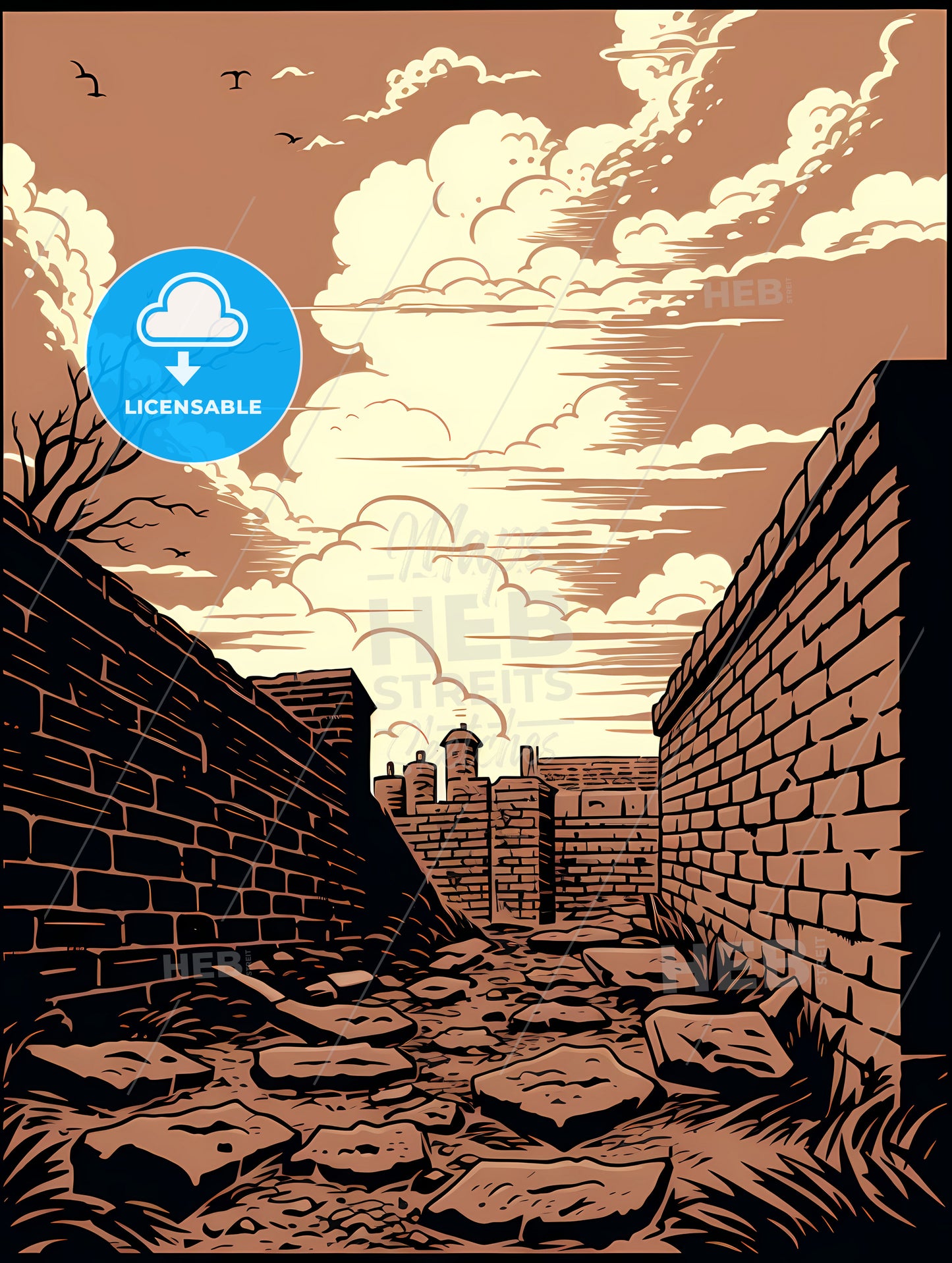 A Stone Path Between Brick Walls