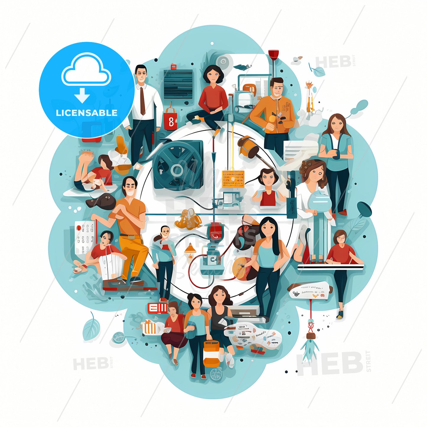 A Group Of People In Different Poses