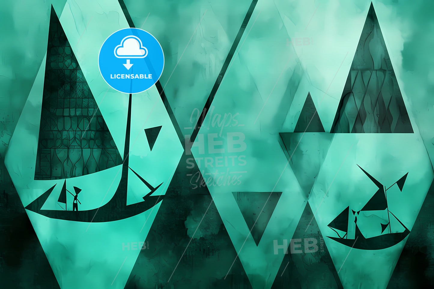 Sailwind Boat Dhow Ocean, A Painting Of A Boat With A Man On It