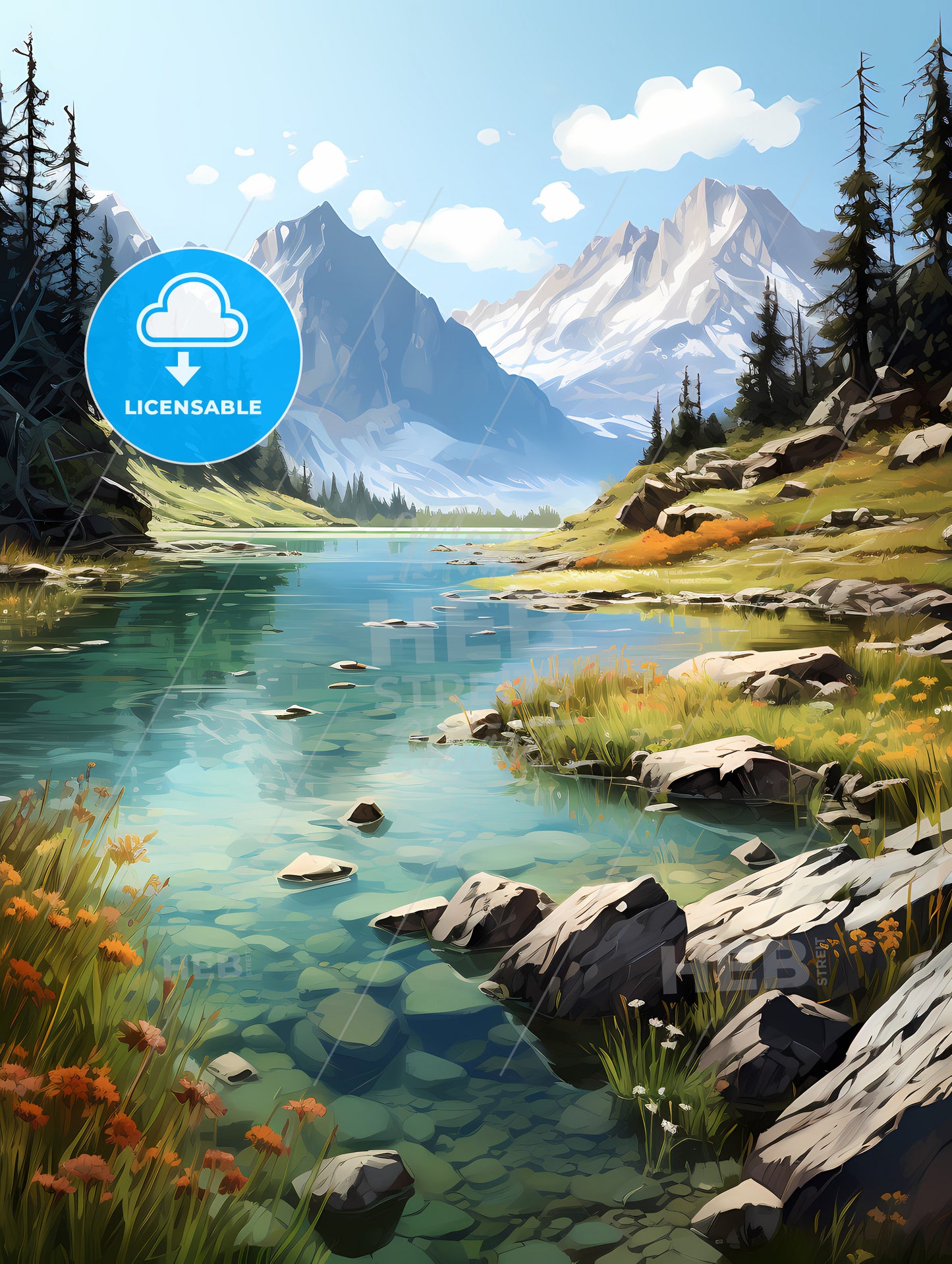 Banff National Park, A River With Rocks And Trees In Front Of Mountains