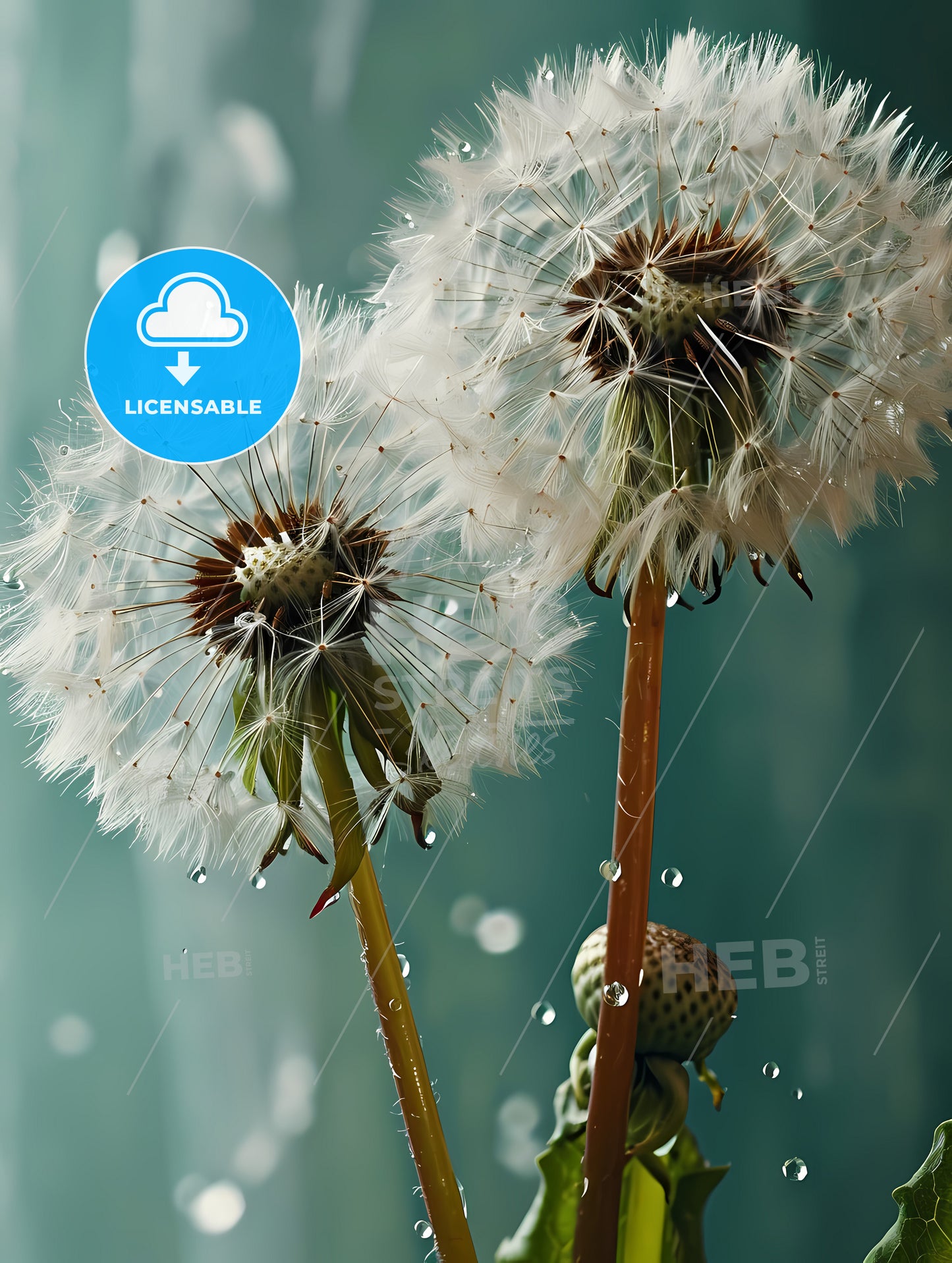 On A Light Green Background, A Close Up Of A Dandelion