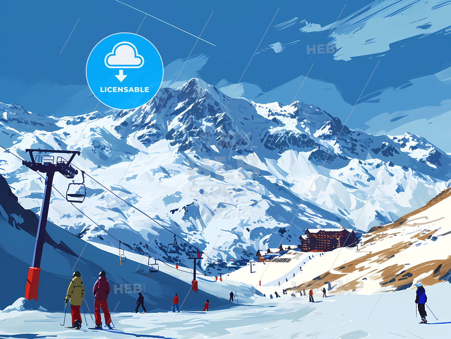 Teenagers Enjoy The Fun Of Ice, A Group Of People Skiing On A Snowy Mountain