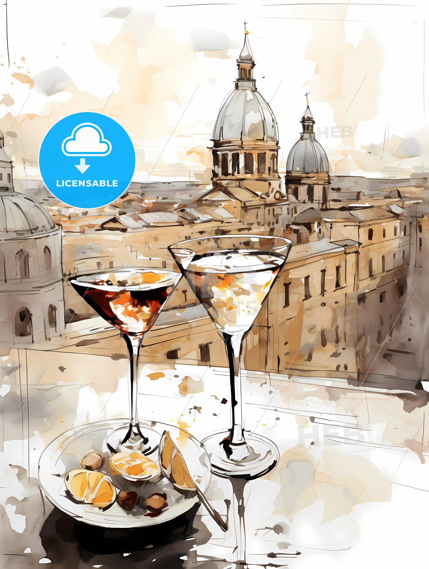 Espresso Martini, A Pair Of Glasses With A City In The Background