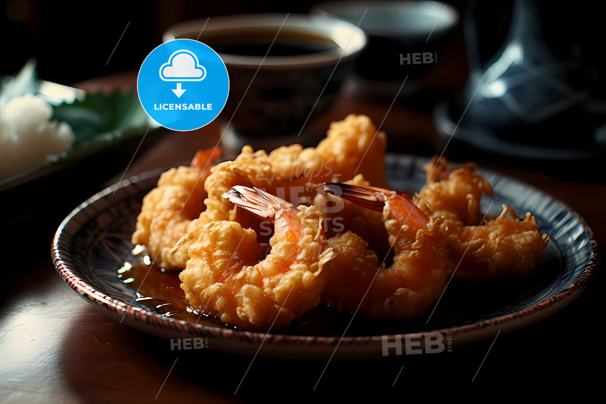 Shrimp In Tempura, A Plate Of Fried Shrimp