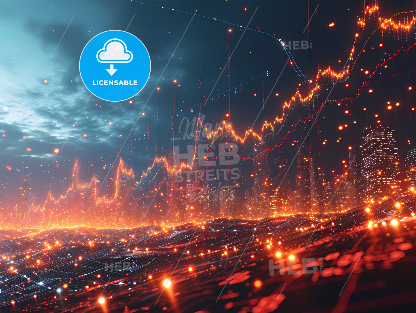 Abstract Finance Art Illustration Background, A Lit Up Graph Of Stock Market