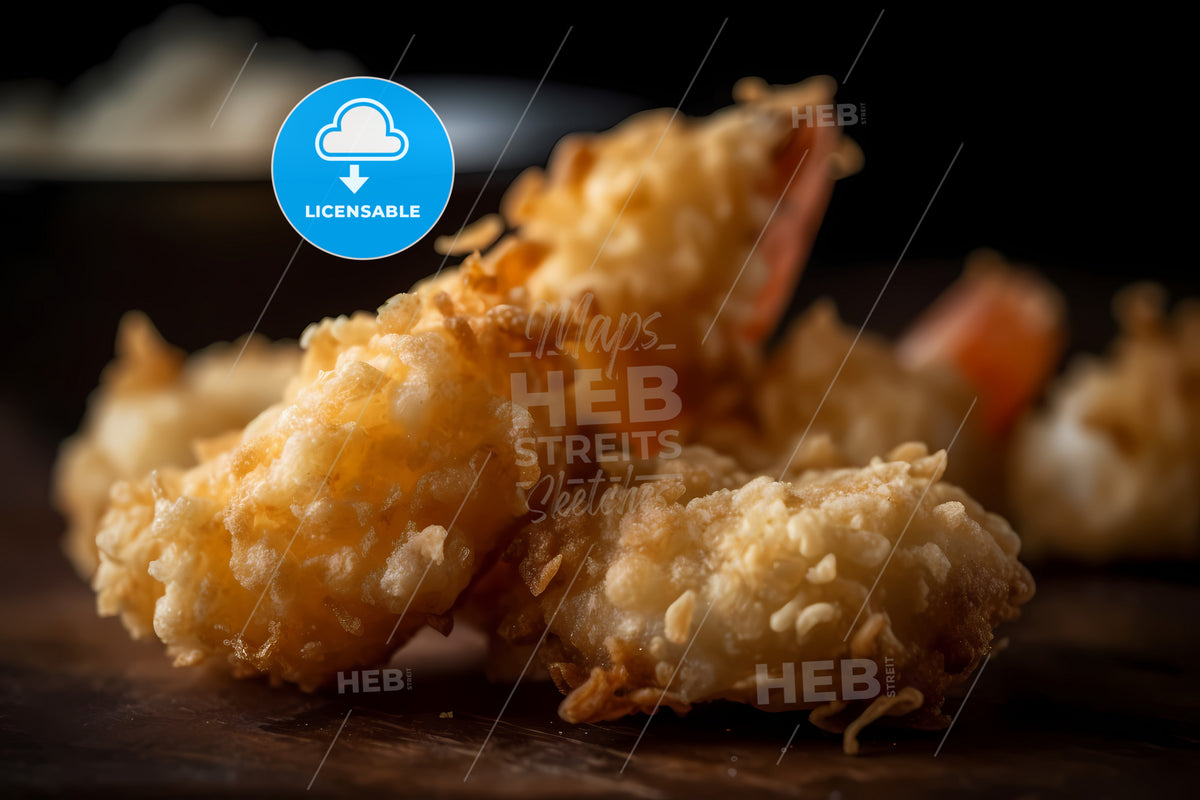 Shrimp In Tempura, A Close Up Of Food