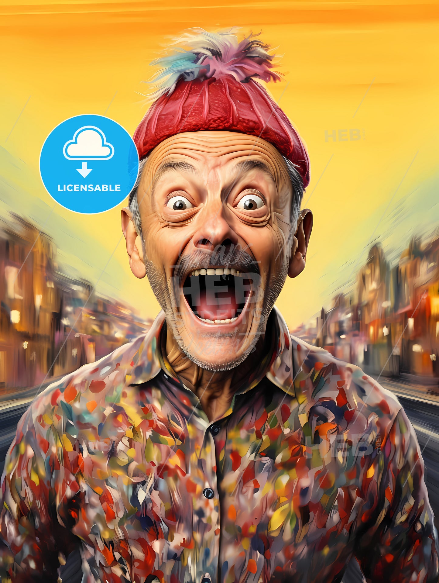 Happy Suprised Man Wearing Santa Hat, A Man With His Mouth Open