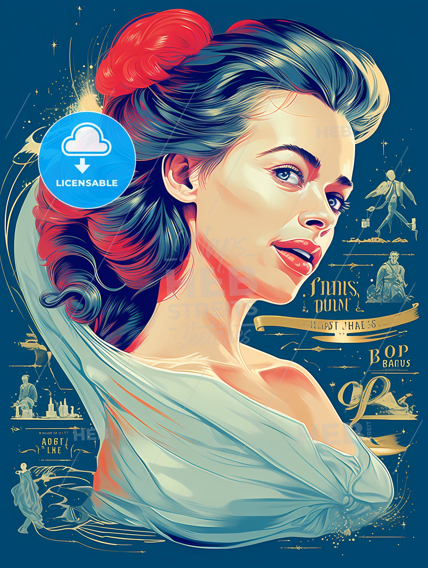 Cinderella Running In Her Chic, A Woman With Blue Hair And A Blue Background
