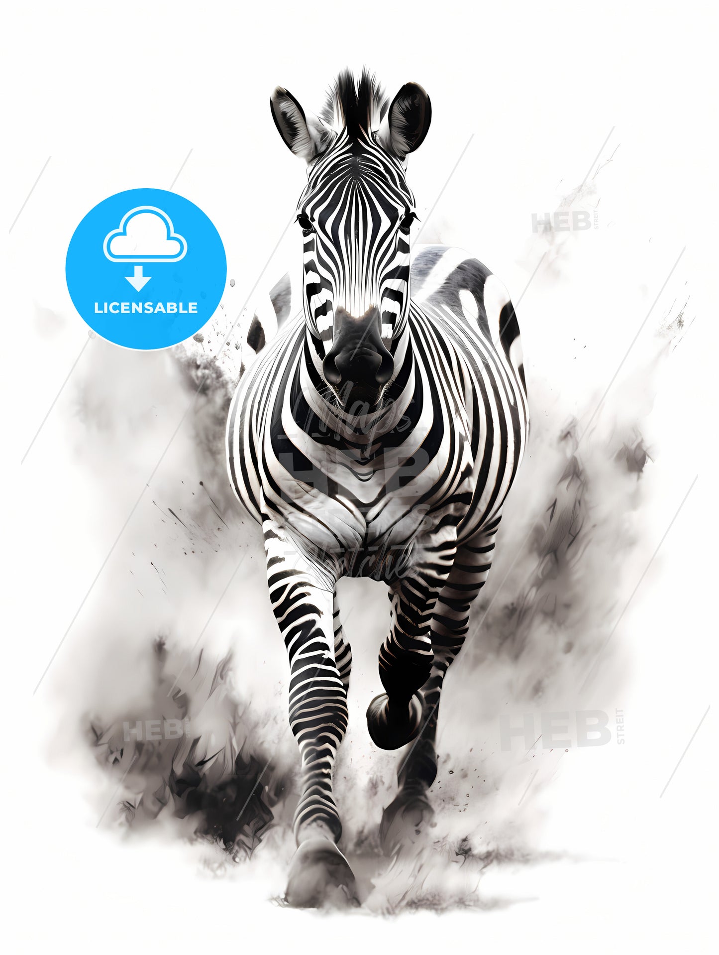 A Black And White Zebra Is Running, A Zebra Running In The Wild