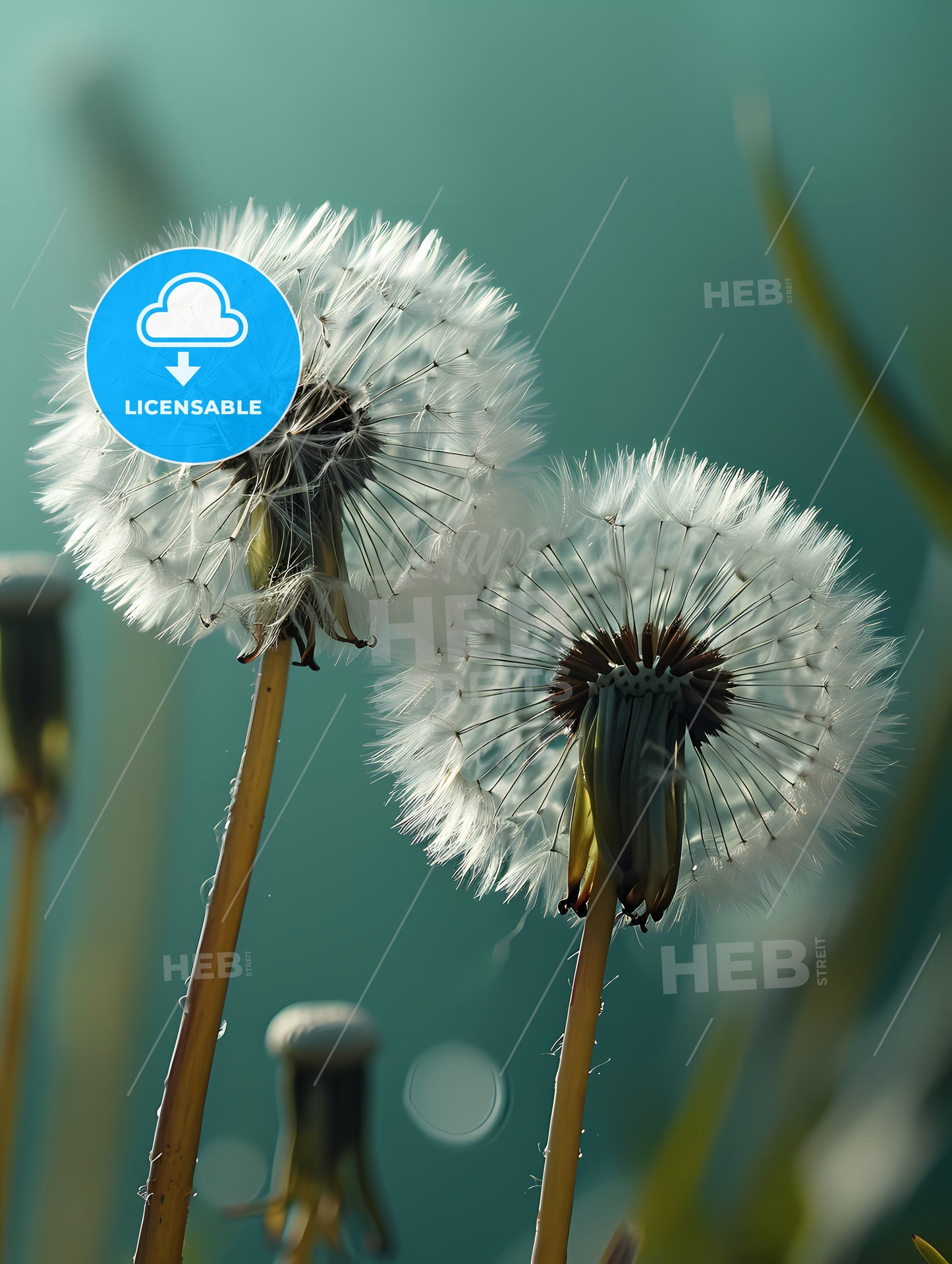 On A Light Green Background, A Close Up Of A Dandelion