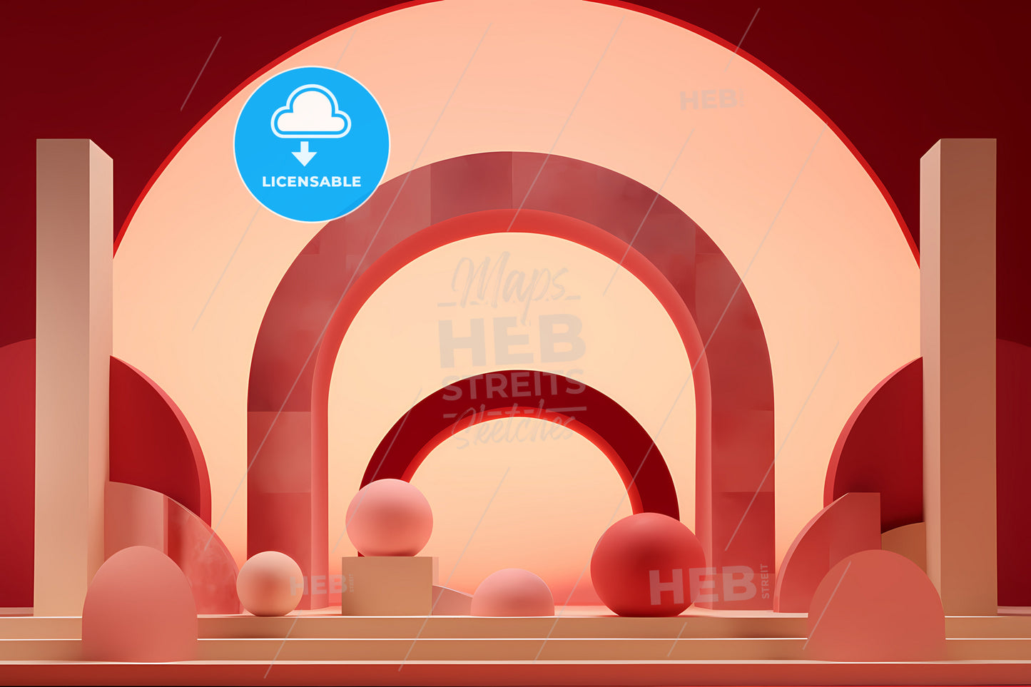 Pink Cream And Red Circular Objects, A Red And Pink Display