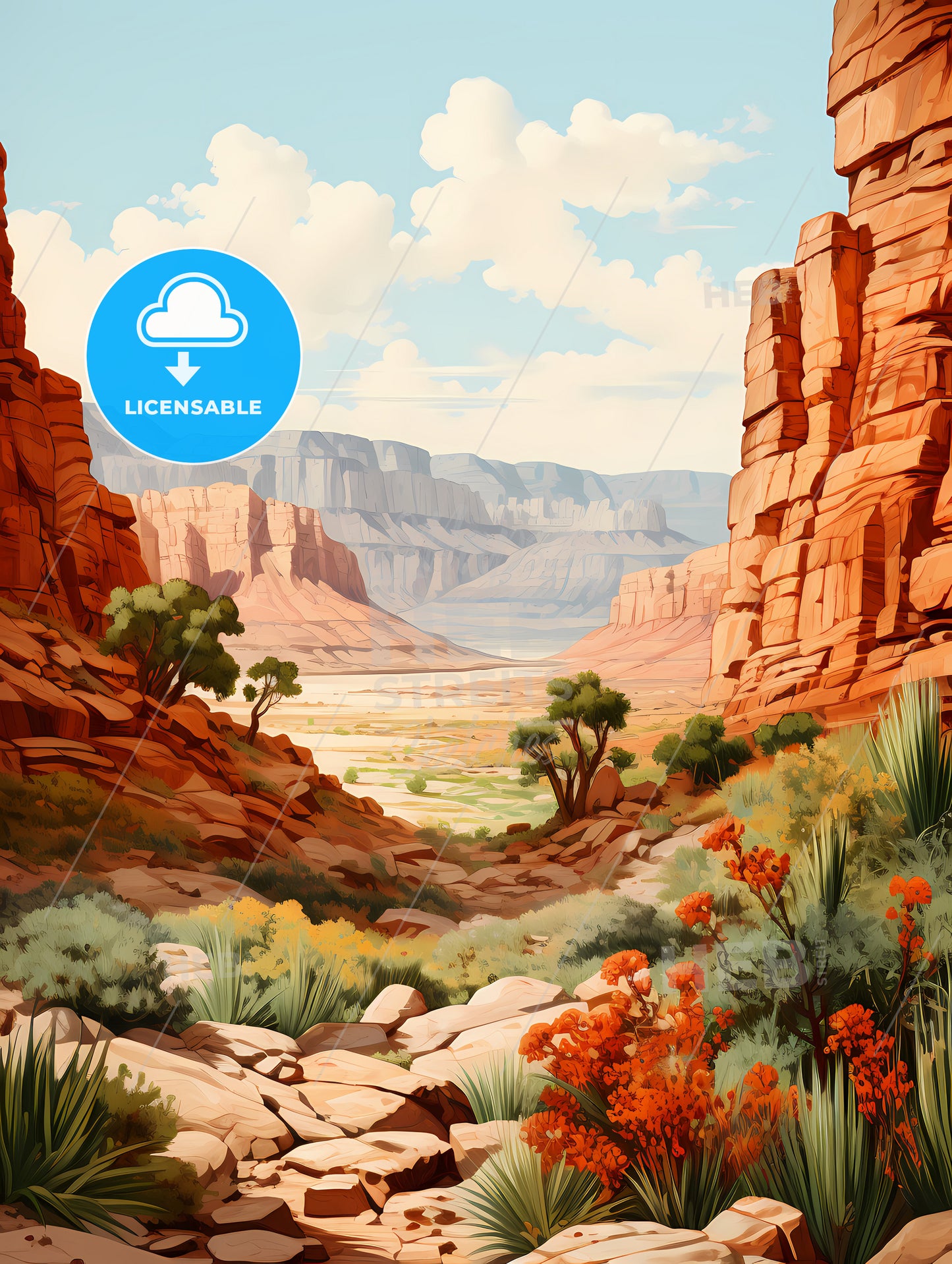 Red Rock California, A Landscape Of A Canyon With Red Rocks And Trees