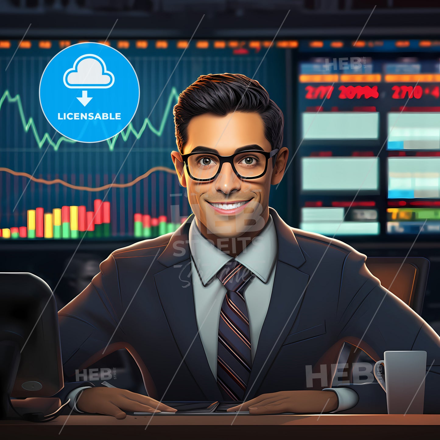 Classic News Announcer Guy, A Man In A Suit And Tie Sitting At A Desk