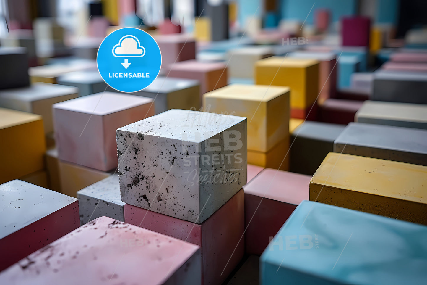 An Illustration Of A Geometric Grid, A Group Of Colorful Cubes