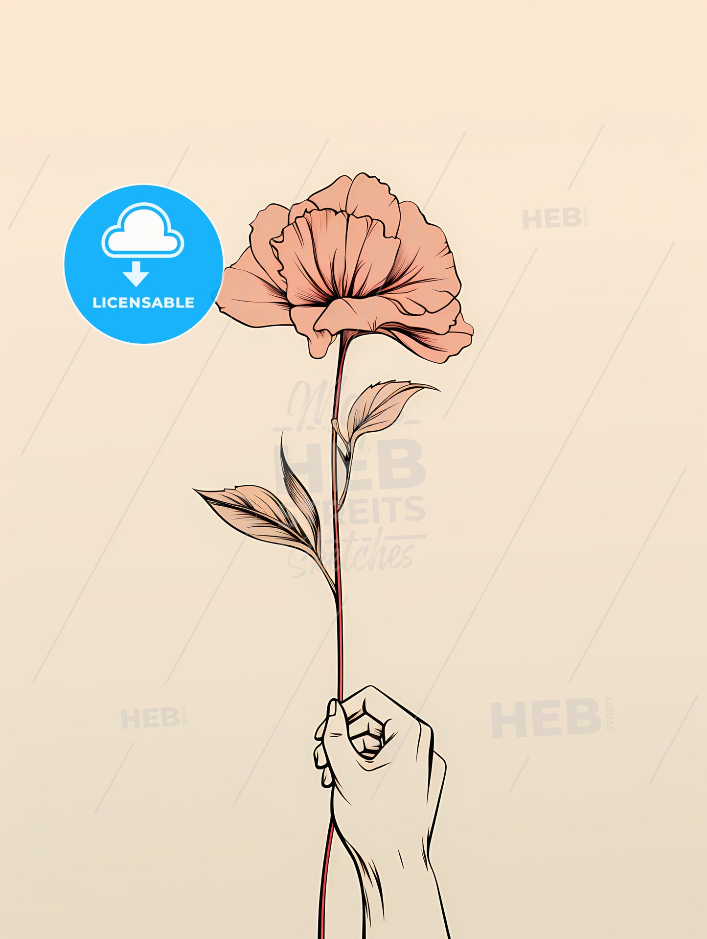 Hand Holding A Flower Continuous Line, A Hand Holding A Flower