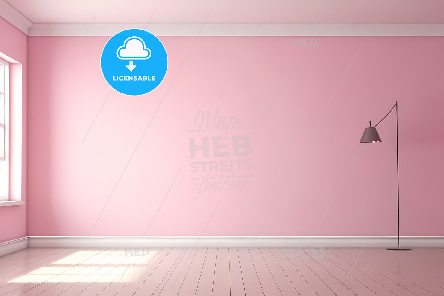 Empty Light Pink Wall, A Pink Wall With A Lamp