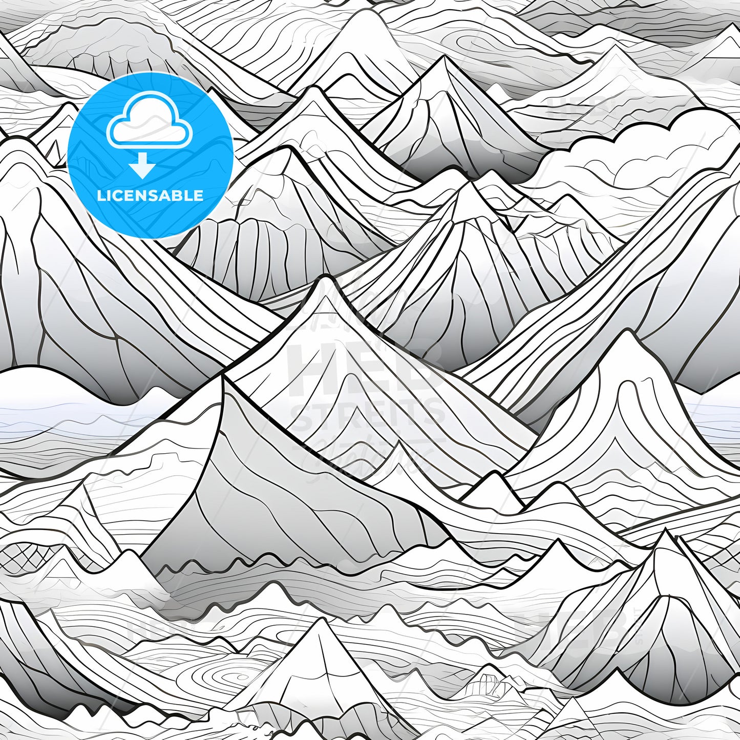 3D Mountain Range, A Black And White Mountain Range