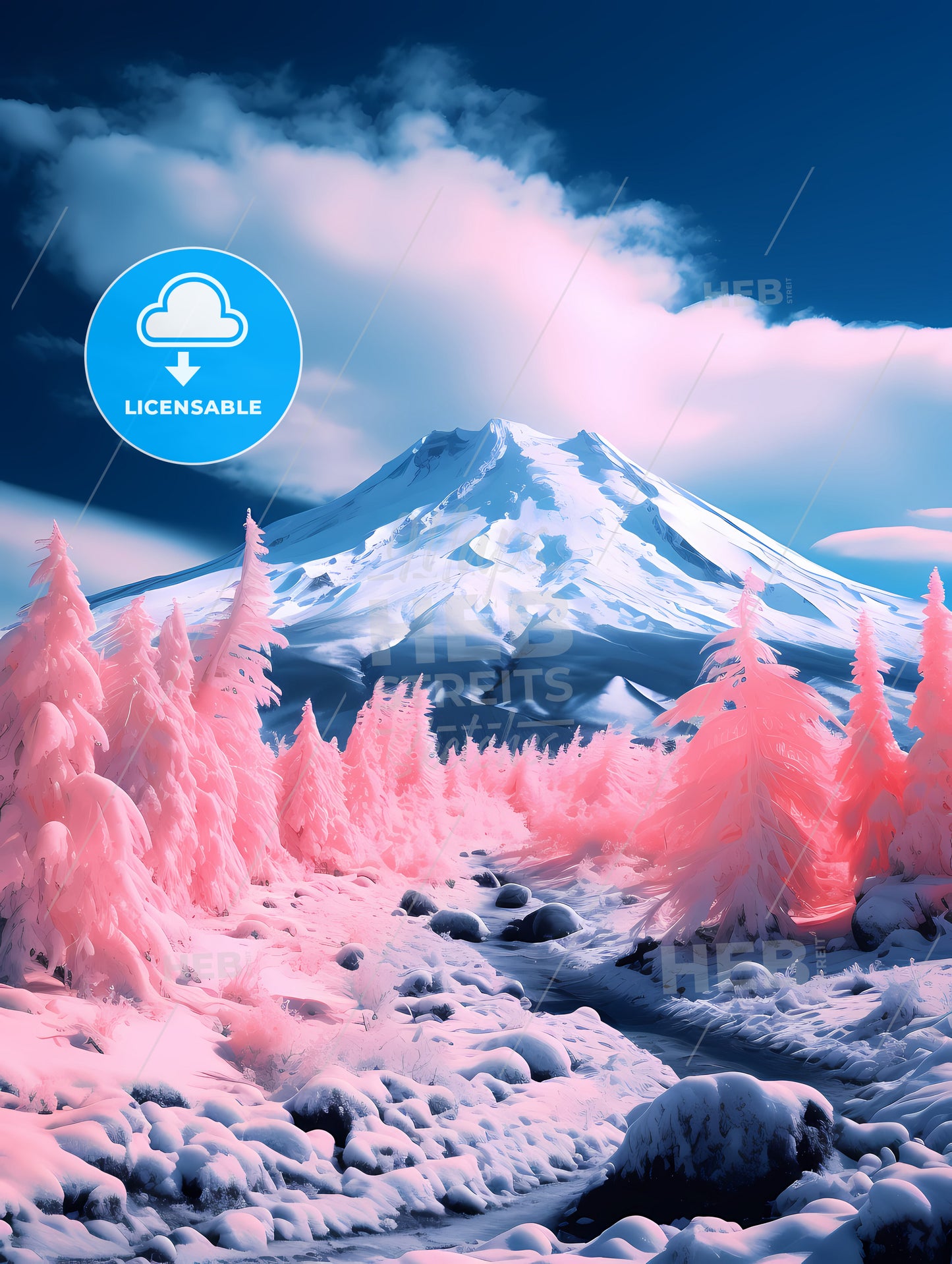 A Magnificent Snow Mountain, A Snowy Mountain With Trees