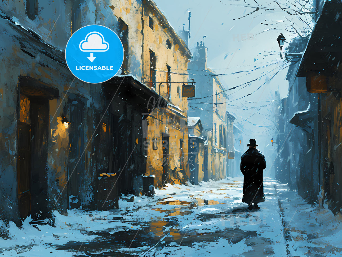 Paris The Parisienner January, A Man Walking Down A Snowy Street