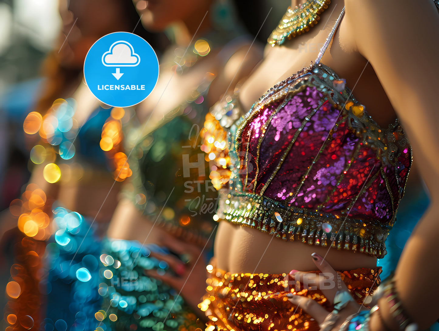 A Vegas Show Of Female Dancers, A Group Of Women Wearing Colorful Clothing