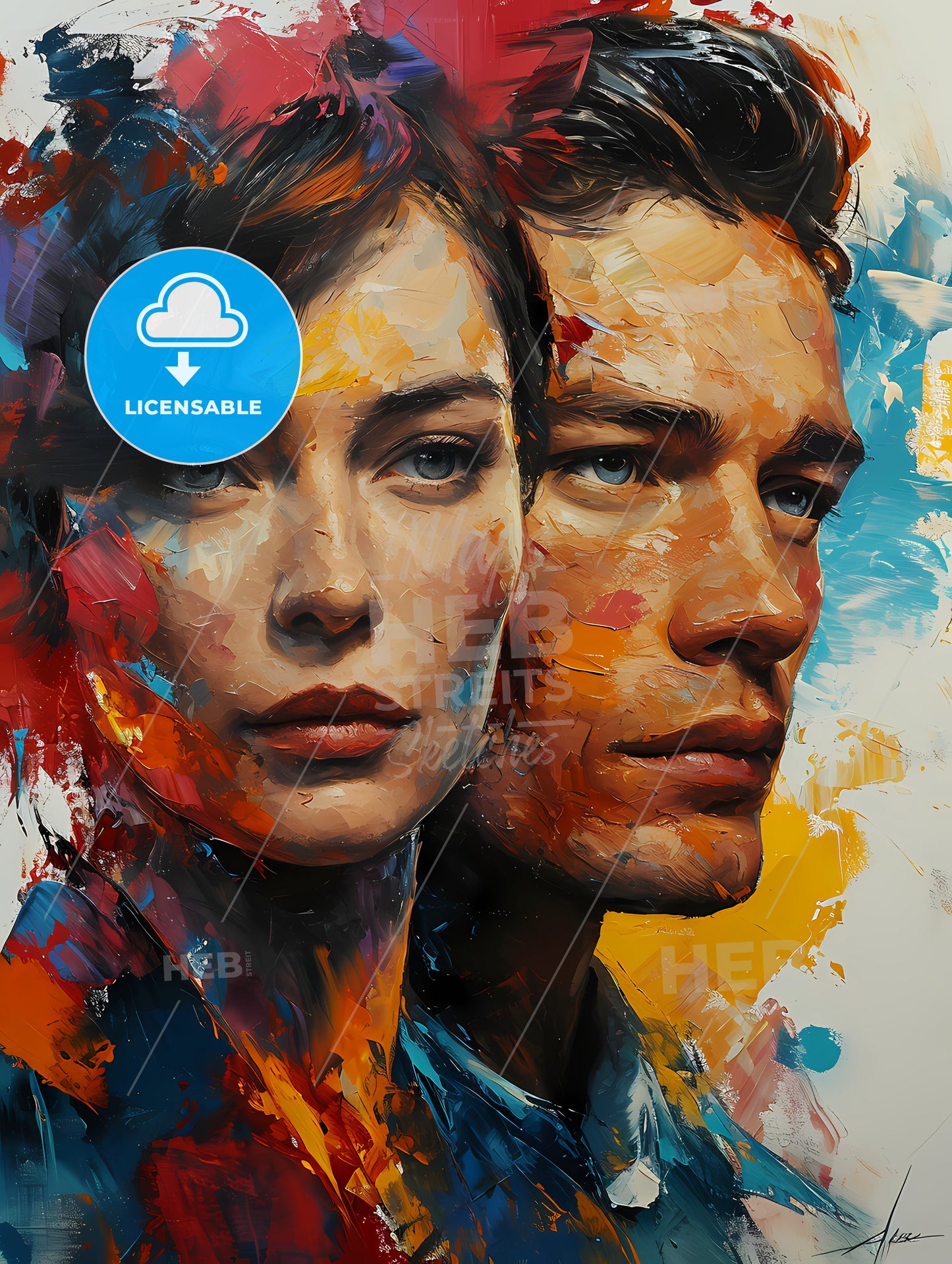 Clyde Barrow And Bonnie Parker Portrait, A Painting Of A Man And Woman