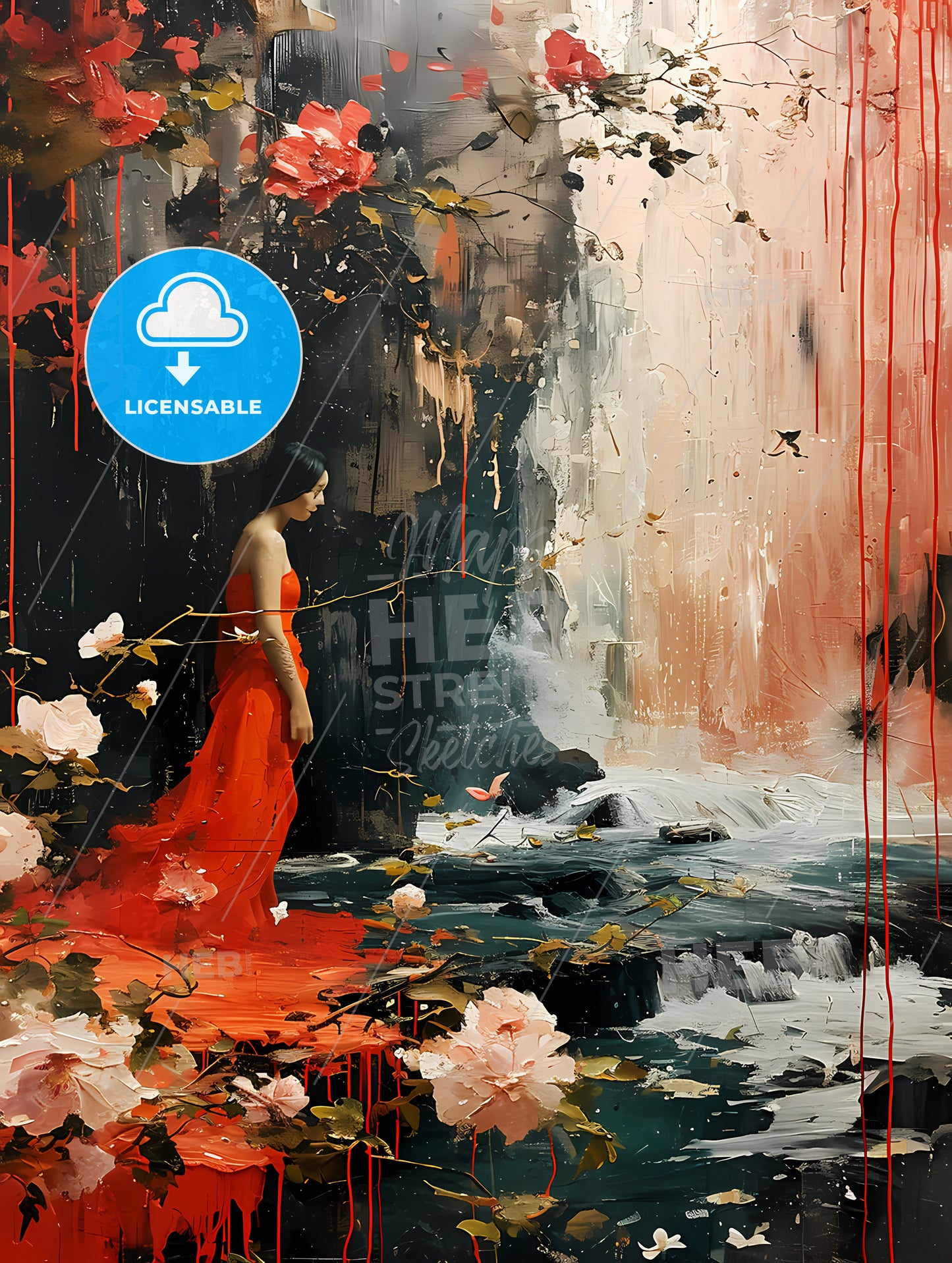 Gold Prospector Miner, A Woman In A Red Dress