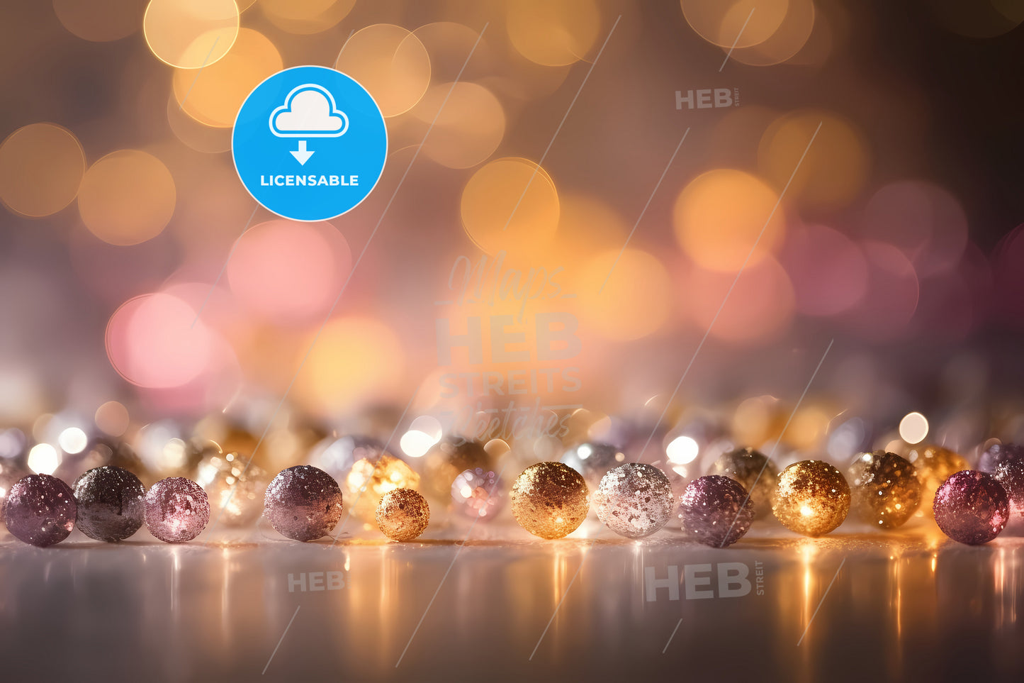 Elegant Silver Gold Pink Christmas Light Bokeh Background, A Group Of Shiny Balls