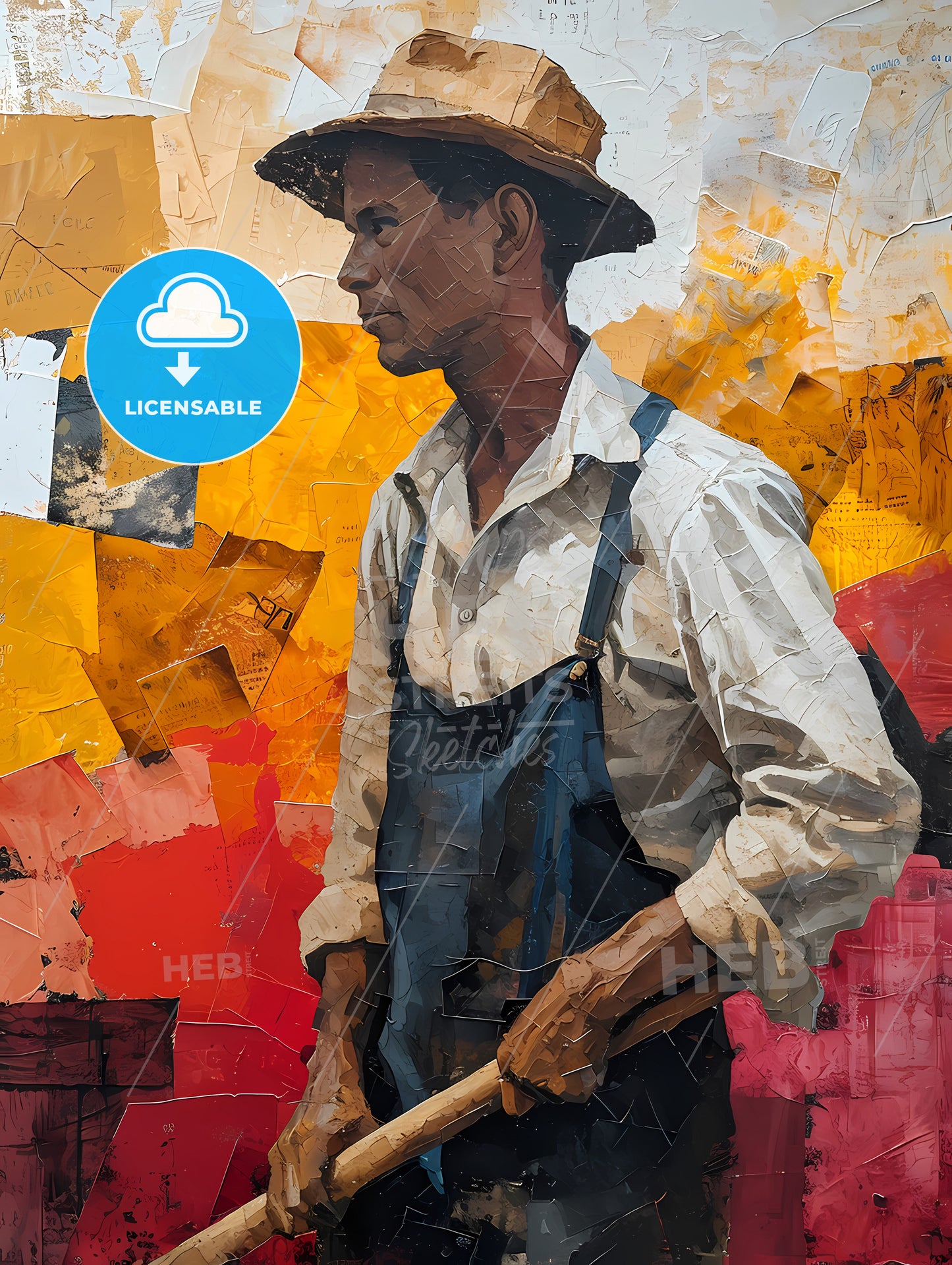 Gold Prospector Miner, A Painting Of A Man In A Hat