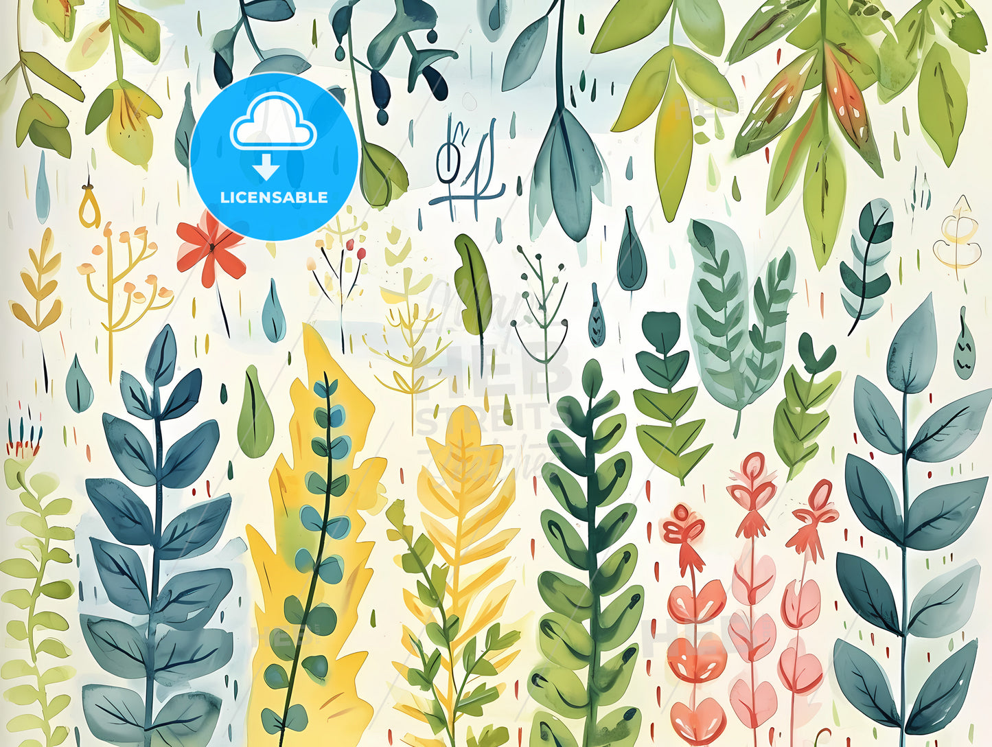 Rainy Background Soft And Gentle, A Group Of Colorful Leaves