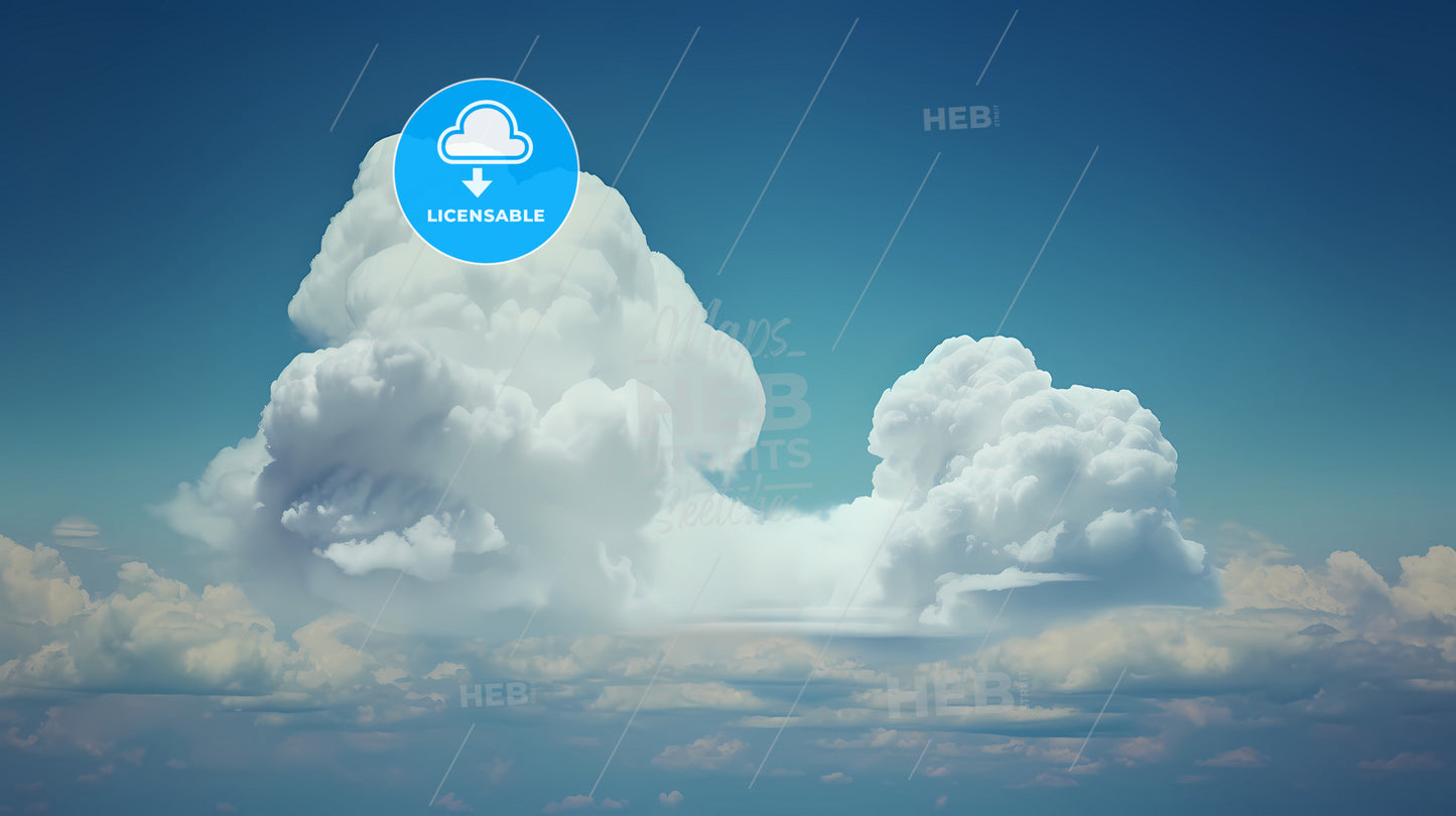 A Picture Of Two Clouds, A Large White Clouds In The Sky