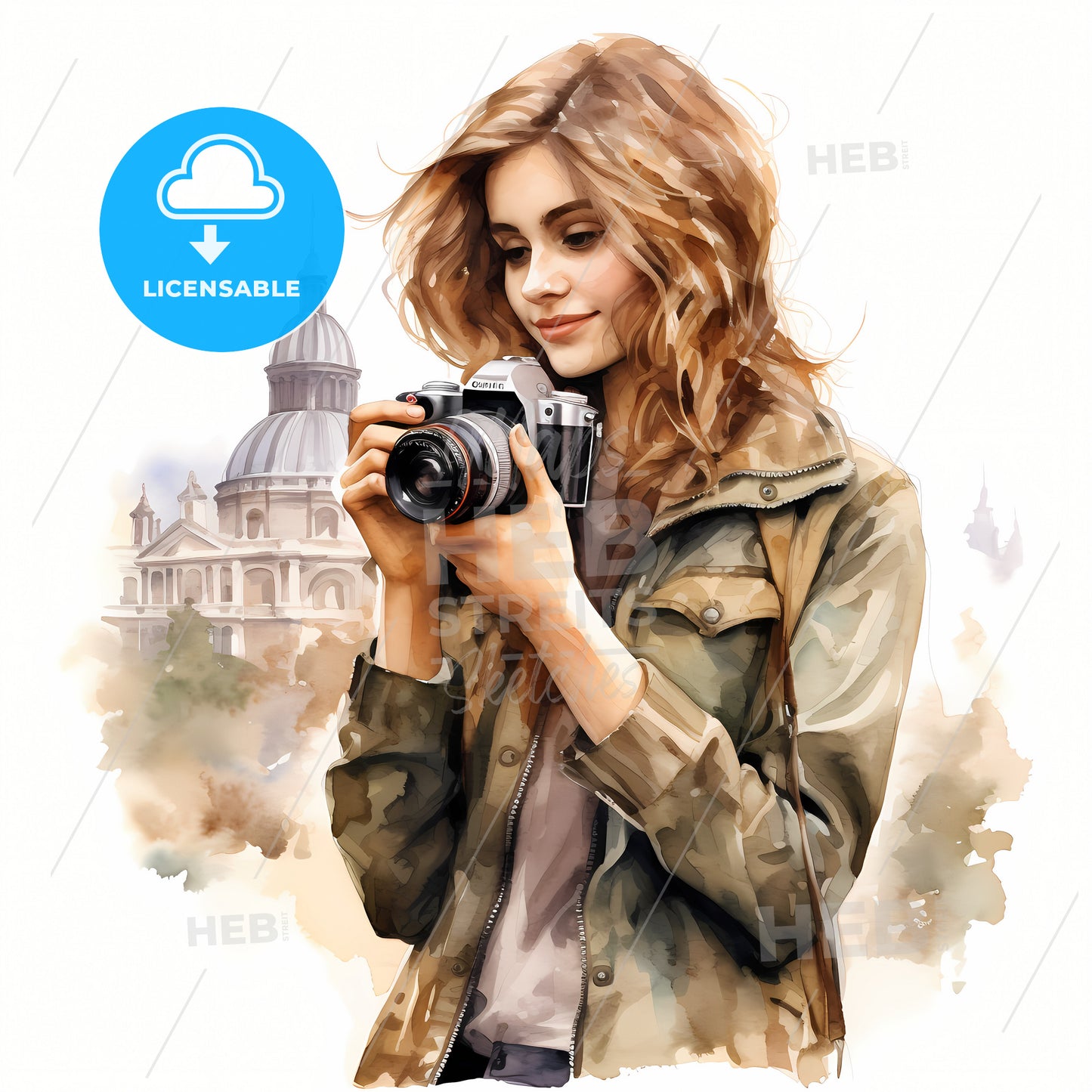 Young Woman Taking A Picture, A Woman Holding A Camera