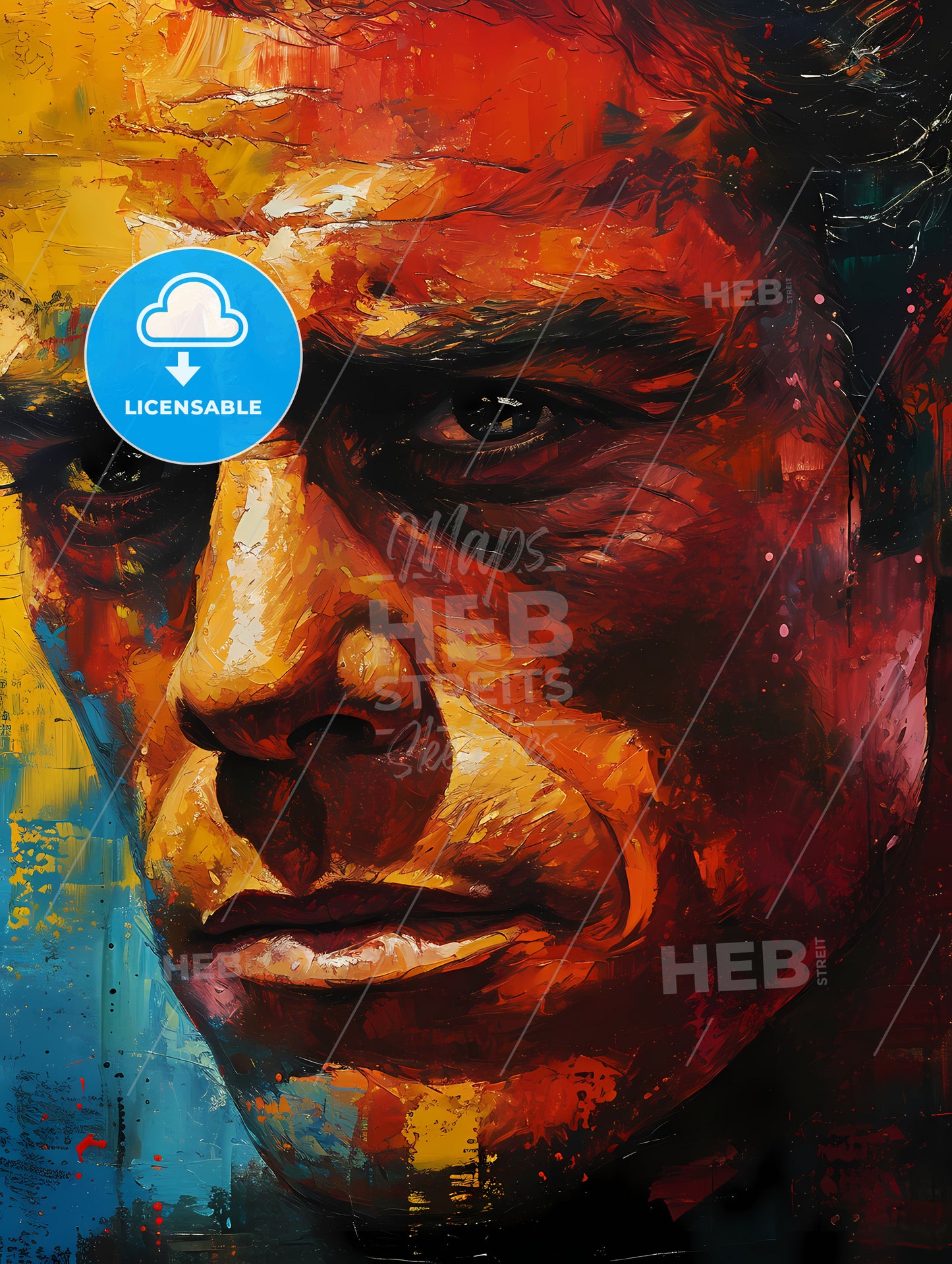 Charles Bukowski Portrait, A Painting Of A Man